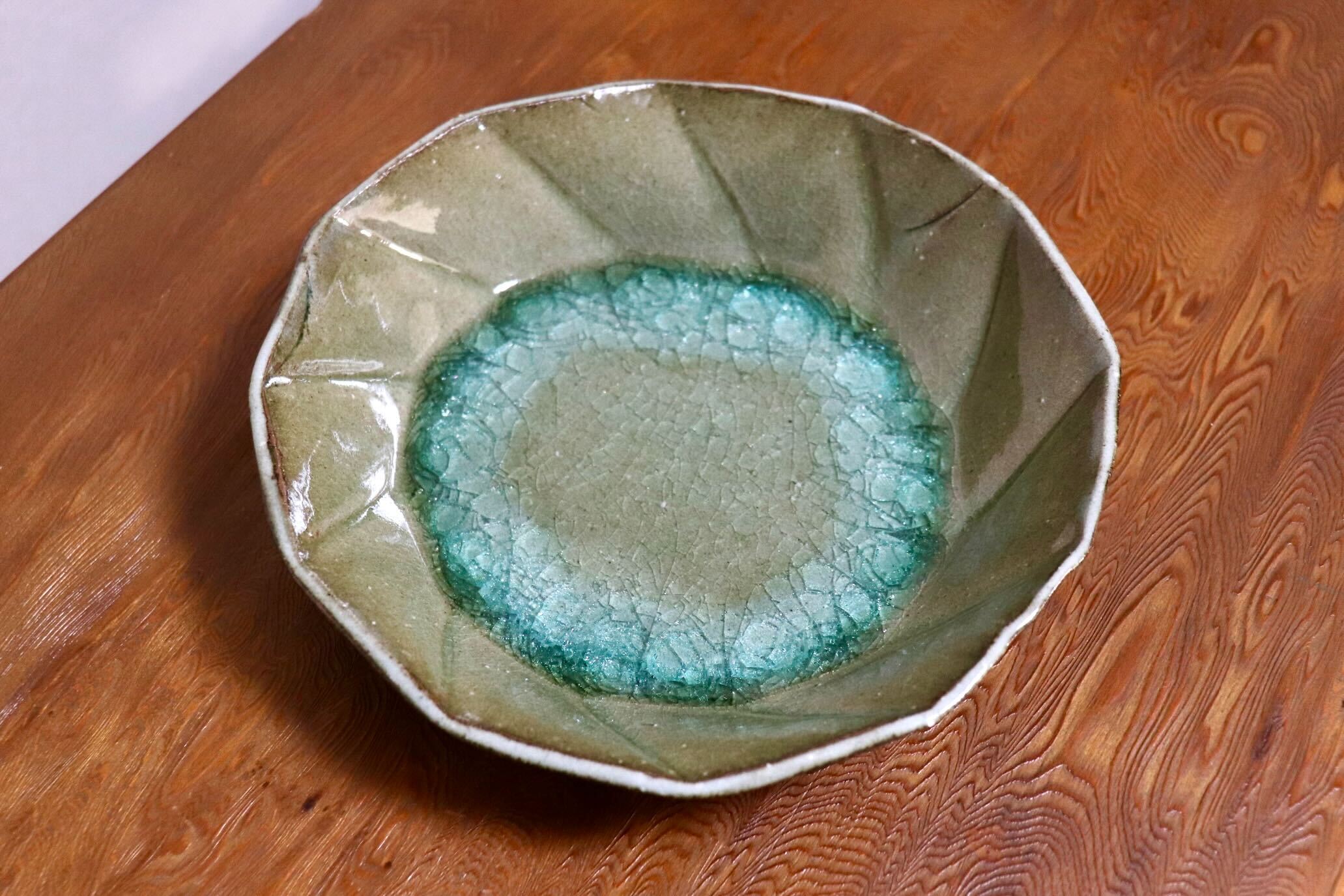 GMIO489◯丹山窯 丹波焼 鉢 緑 陶器 丹波篠山 伝統工芸 未使用