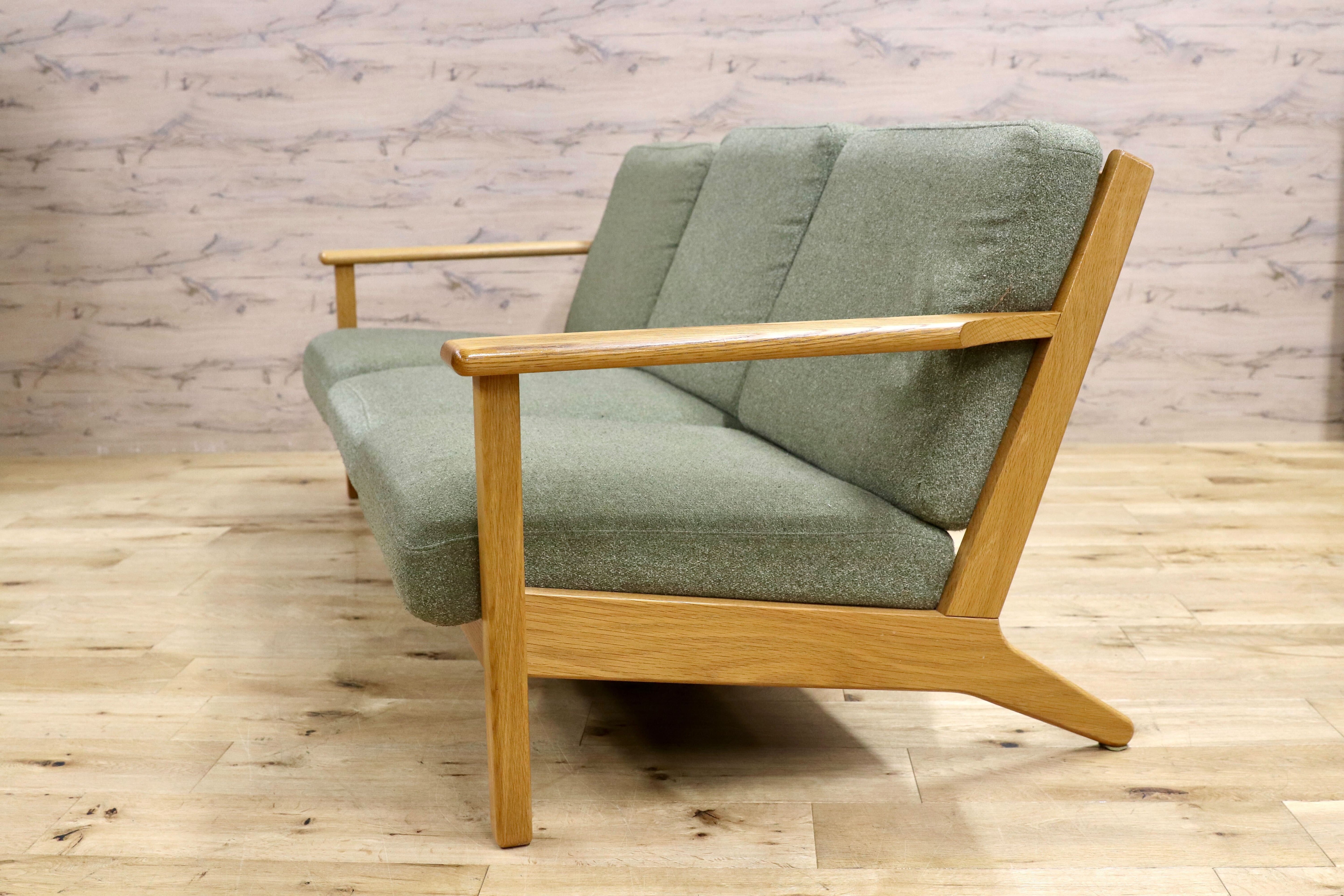 GMIH332○unico / ウニコ VISKA ヴィスカ 3人掛けソファ トリプルソファ オーク材 グリーン 北欧スタイル