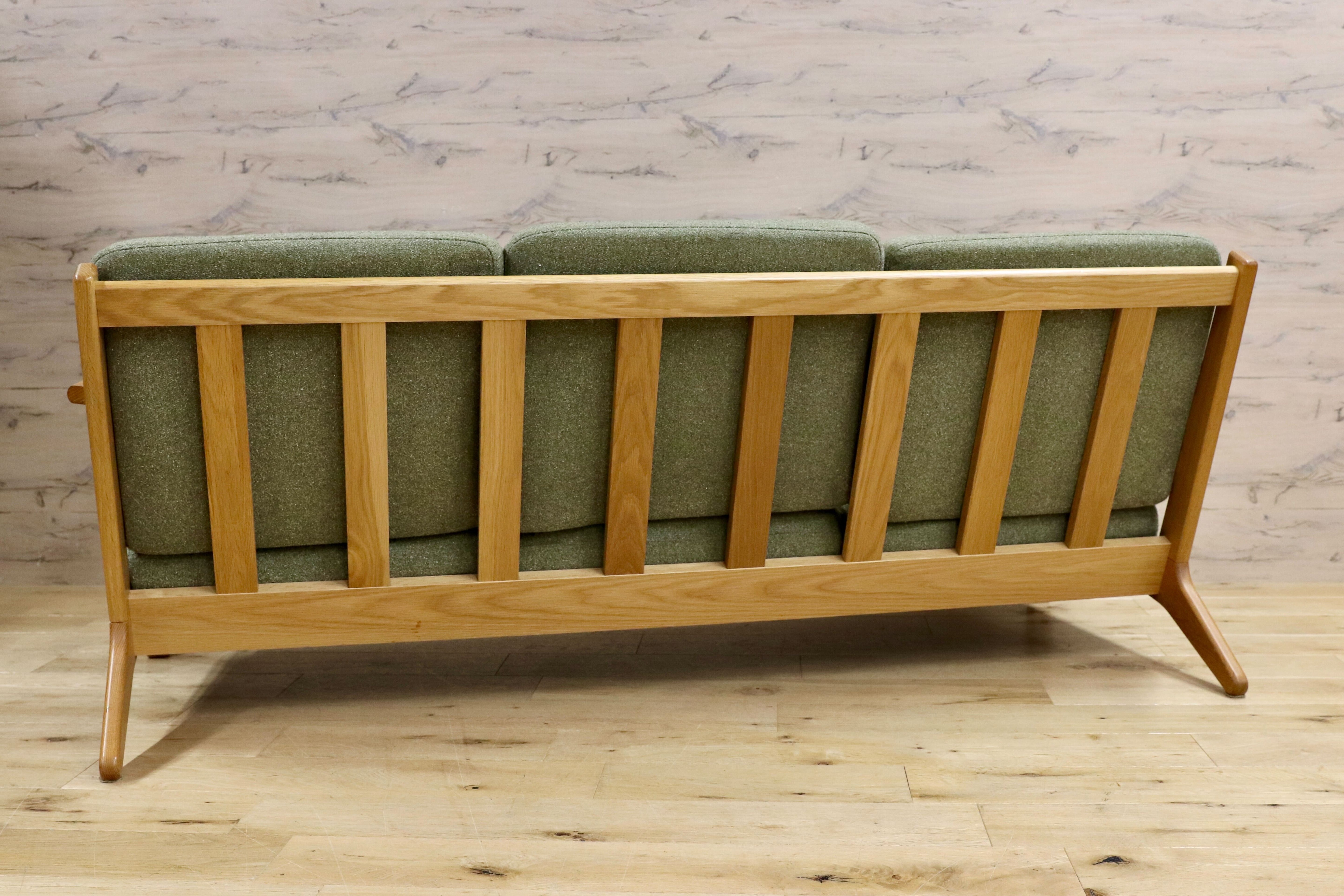 GMIH332○unico / ウニコ VISKA ヴィスカ 3人掛けソファ トリプルソファ オーク材 グリーン 北欧スタイル