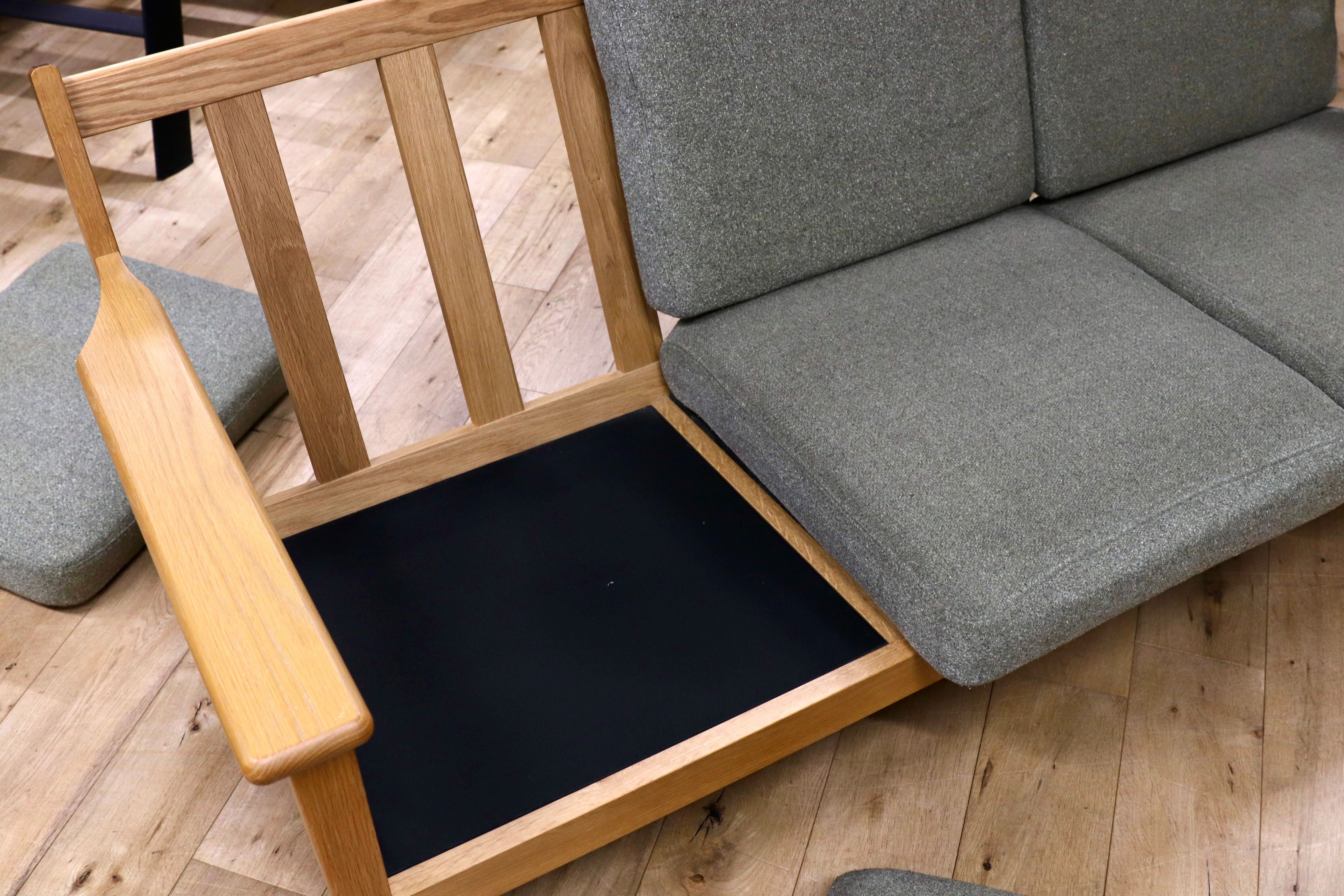 GMIH332○unico / ウニコ VISKA ヴィスカ 3人掛けソファ トリプルソファ オーク材 グリーン 北欧スタイル