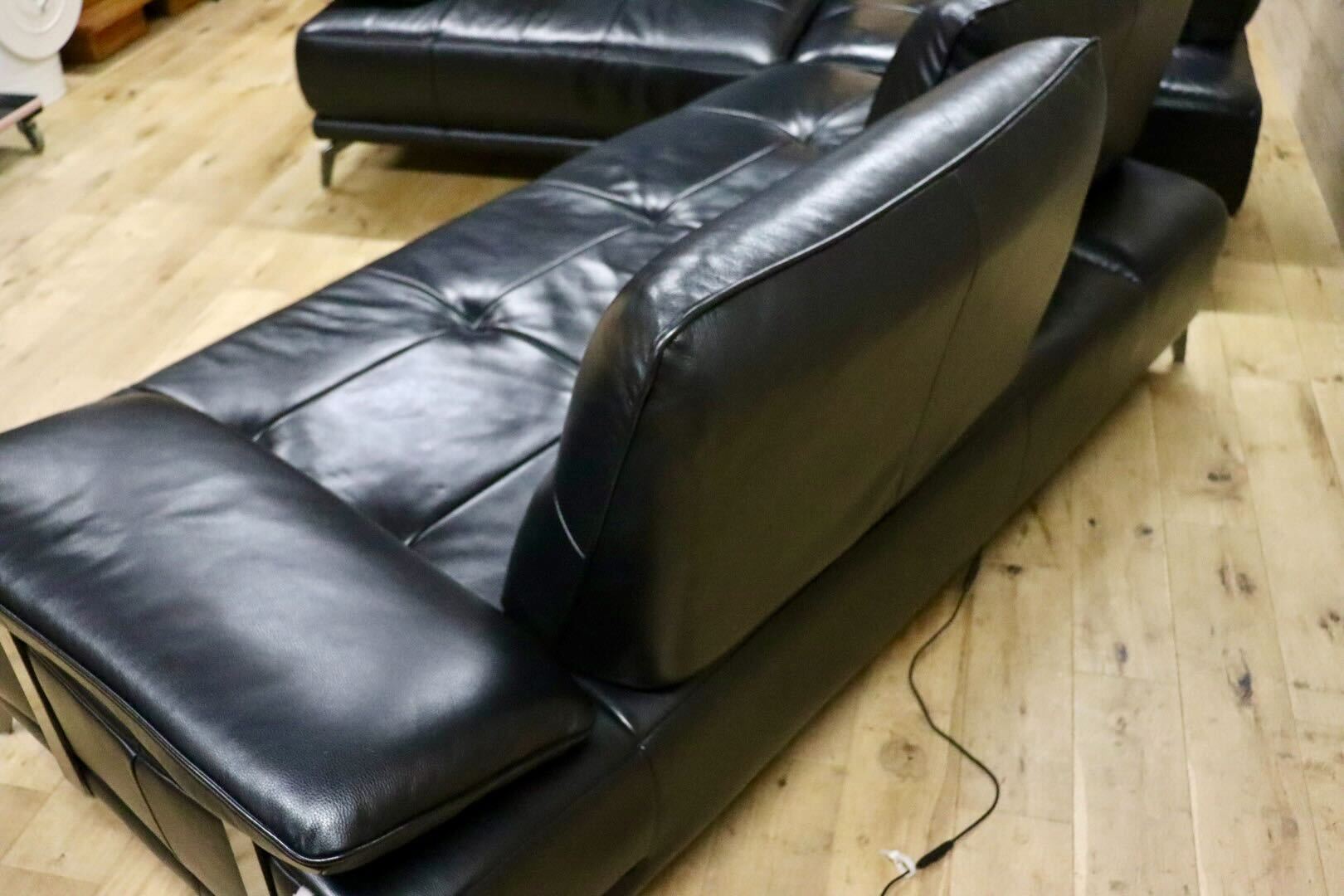 GMIO488○Domicil / ドミシール DM-0360 電動コーナーソファ カウチソファ 総革 ブラック ドイツ 最高級 モダン IDC大塚家具 定価約65万