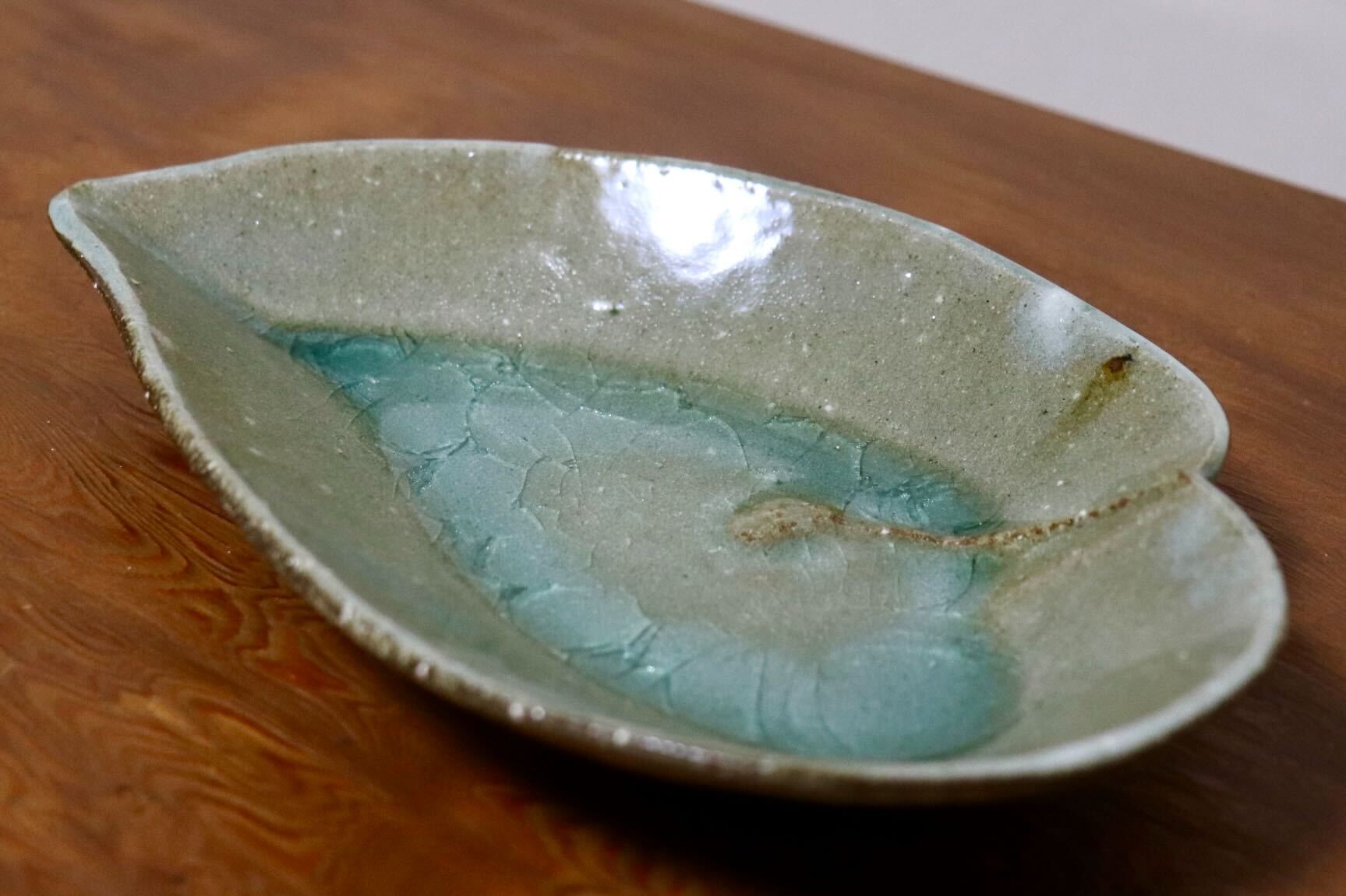 GMIO495L◯丹山窯 丹波焼 葉形皿 陶器 丹波篠山 伝統工芸 未使用