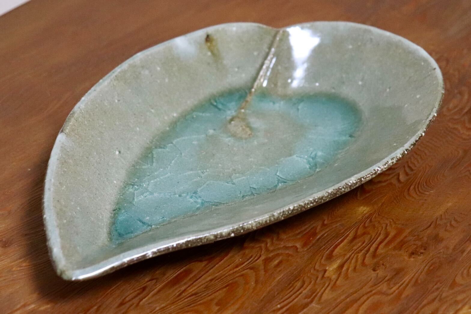 GMIO495L◯丹山窯 丹波焼 葉形皿 陶器 丹波篠山 伝統工芸 未使用