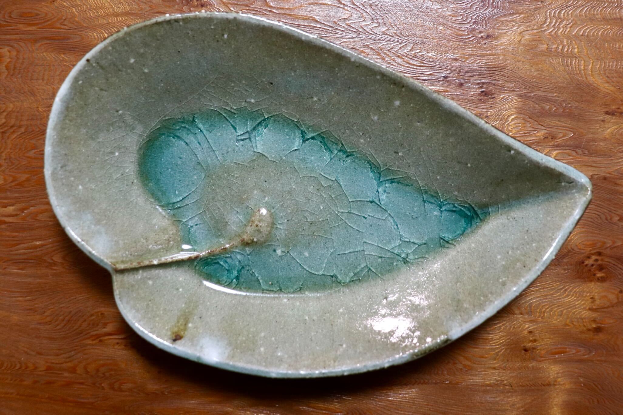 GMIO495L◯丹山窯 丹波焼 葉形皿 陶器 丹波篠山 伝統工芸 未使用