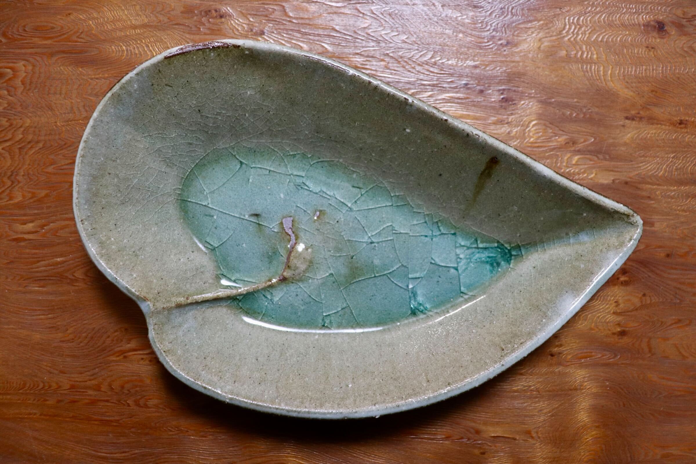 GMIO495N◯丹山窯 丹波焼 葉形皿 陶器 丹波篠山 伝統工芸 未使用