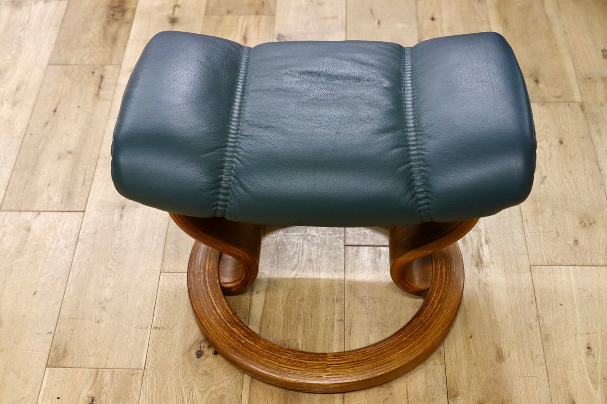 GMJK485○EKORNES / エコーネス Stressless ストレスレス コンサル リクライニングチェア オットマンセット 総本革 グリーン ノルウェー製
