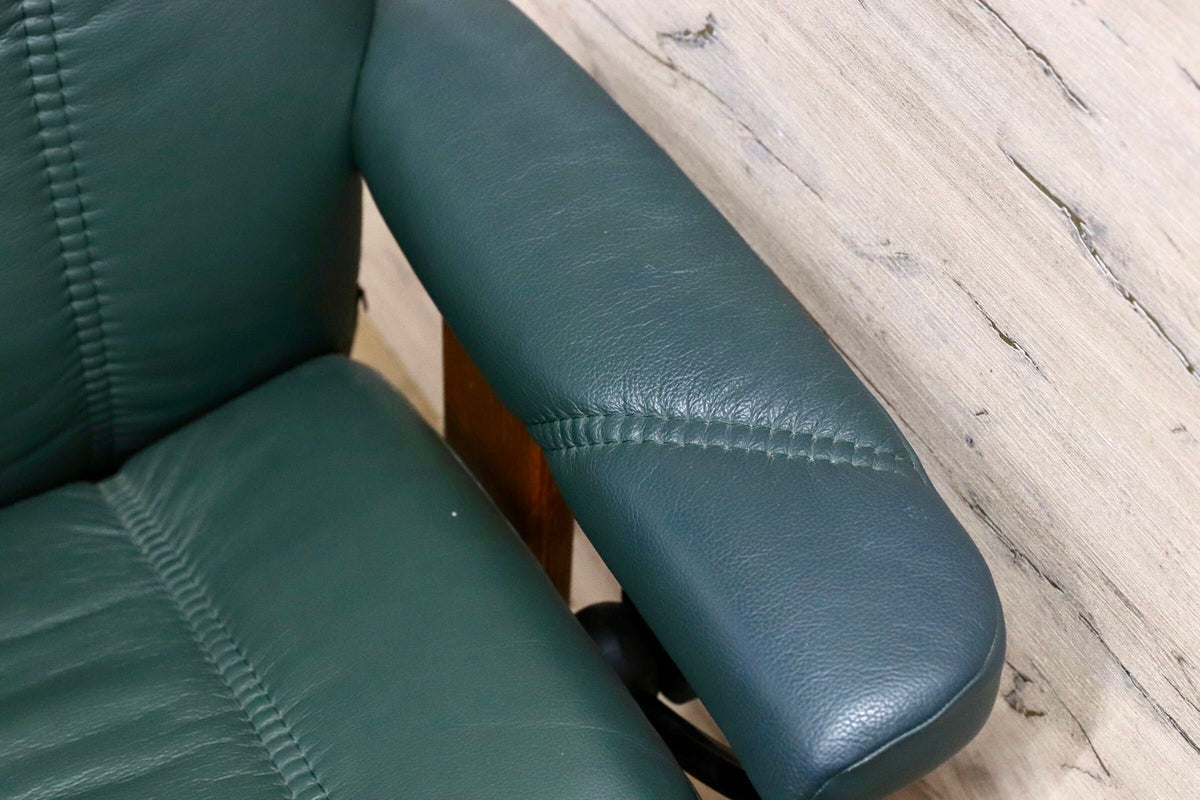 GMJK485○EKORNES / エコーネス Stressless ストレスレス コンサル リクライニングチェア オットマンセット 総本革 グリーン ノルウェー製