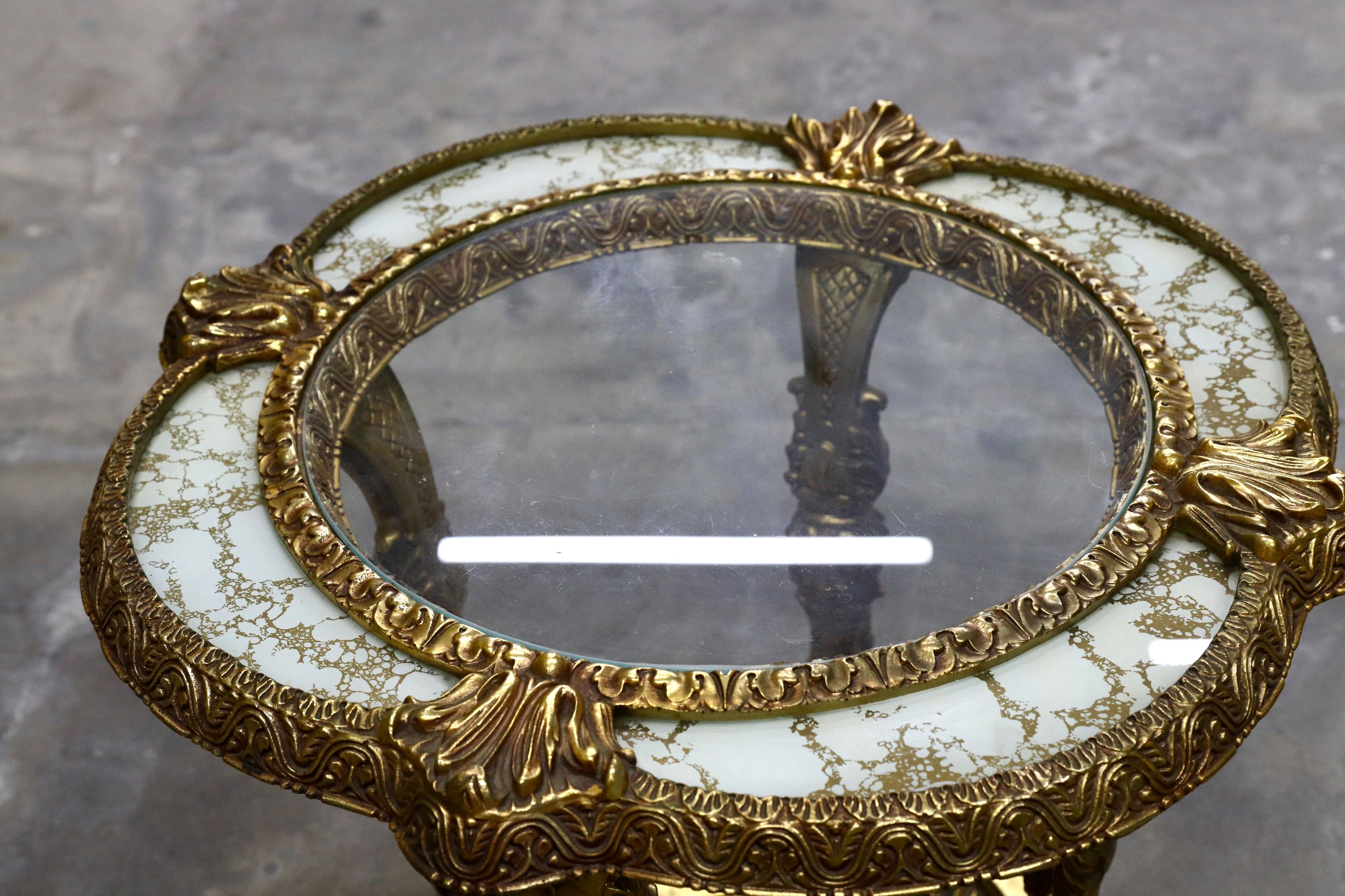 GMIS372○西洋 アンティーク サイドテーブル コンソールテーブル 花台 ゴールド ラグジュアリー モダン ヴィンテージ 店舗什器