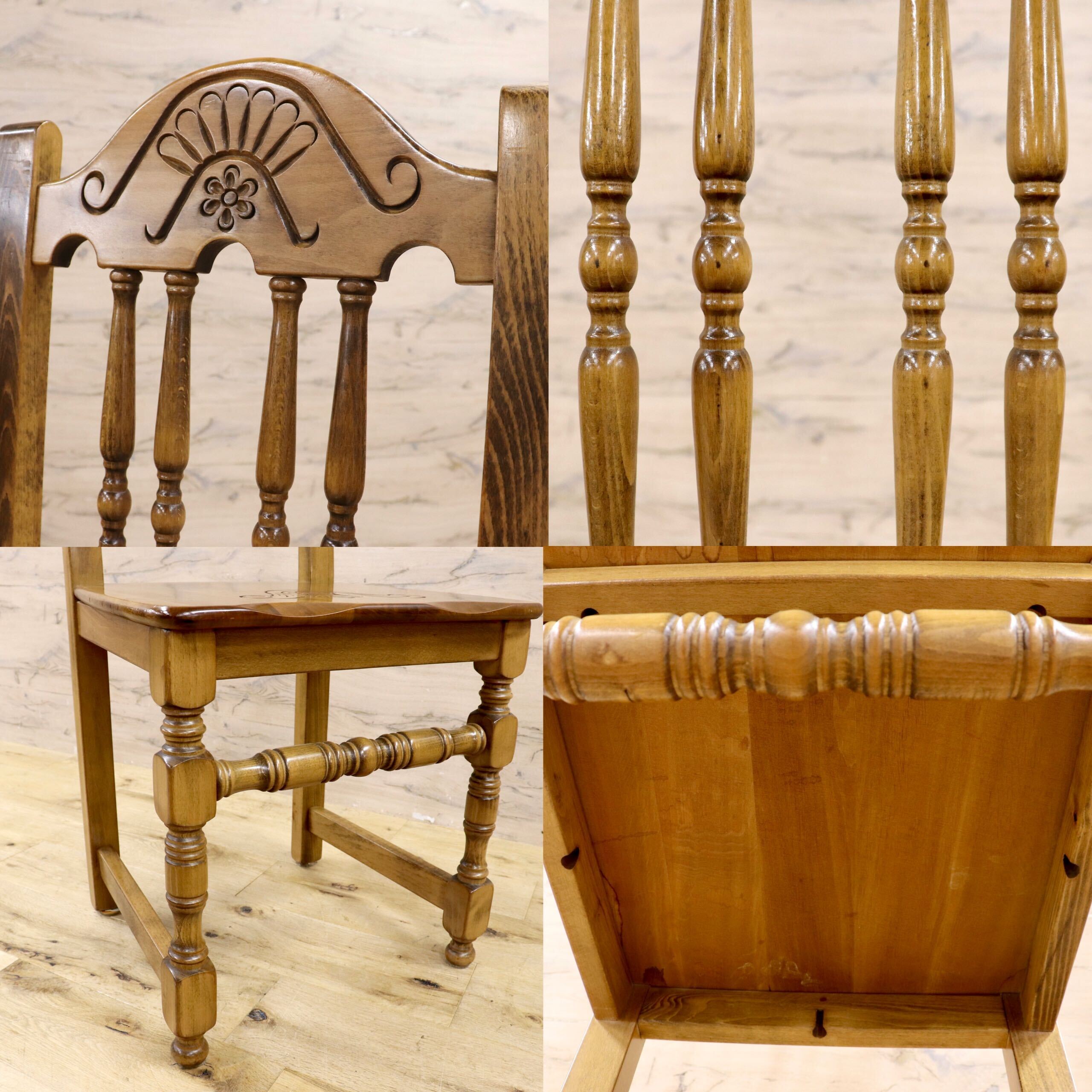 GMIK434B○スペイン カスティリアンスタイル ヴィンテージ ダイニングチェ