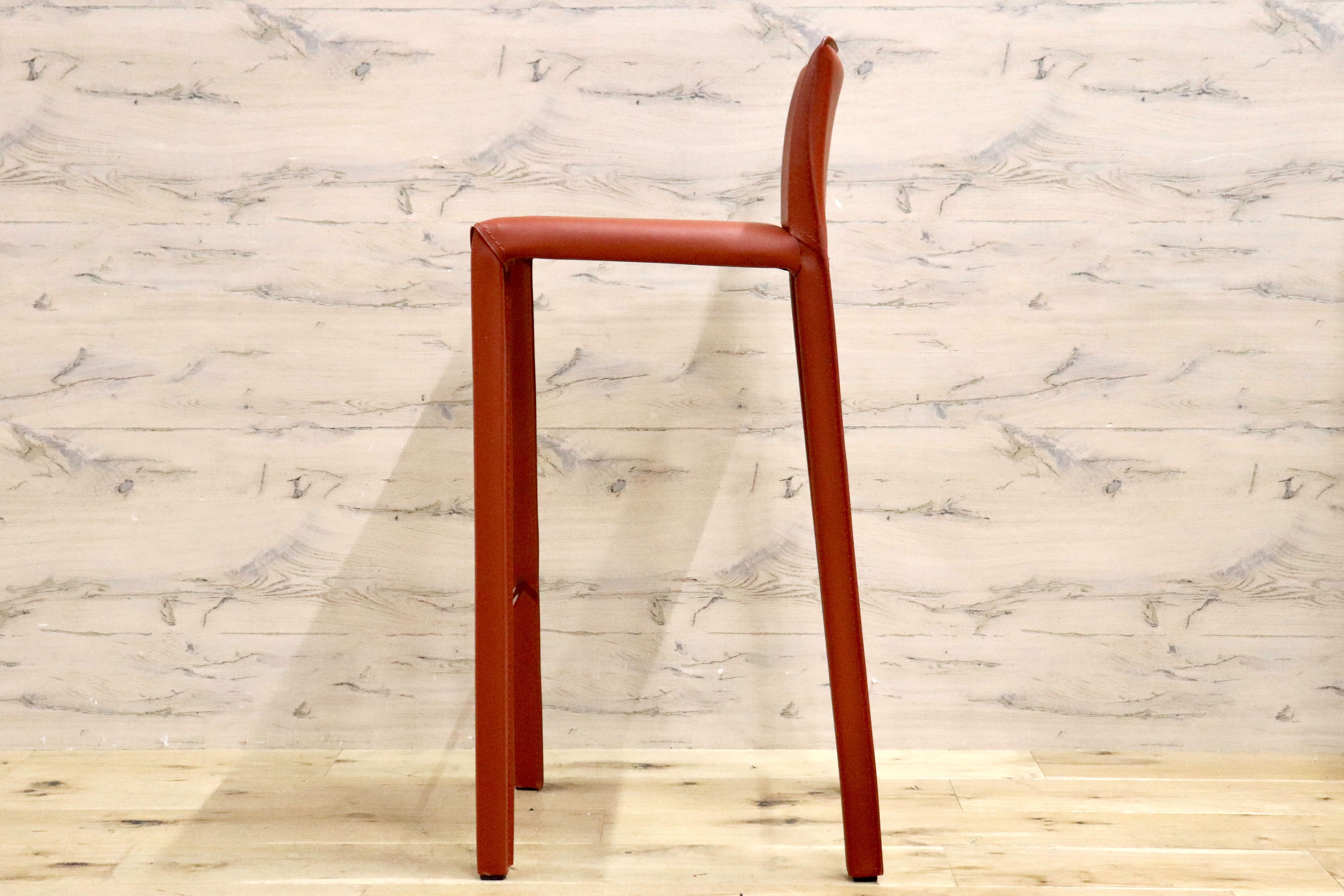 GMGN476A○アダル カウンターチェア ハイチェア バーチェア ハイスツール バースツール リサイクルレザー 赤 モダン シンプル 展示品