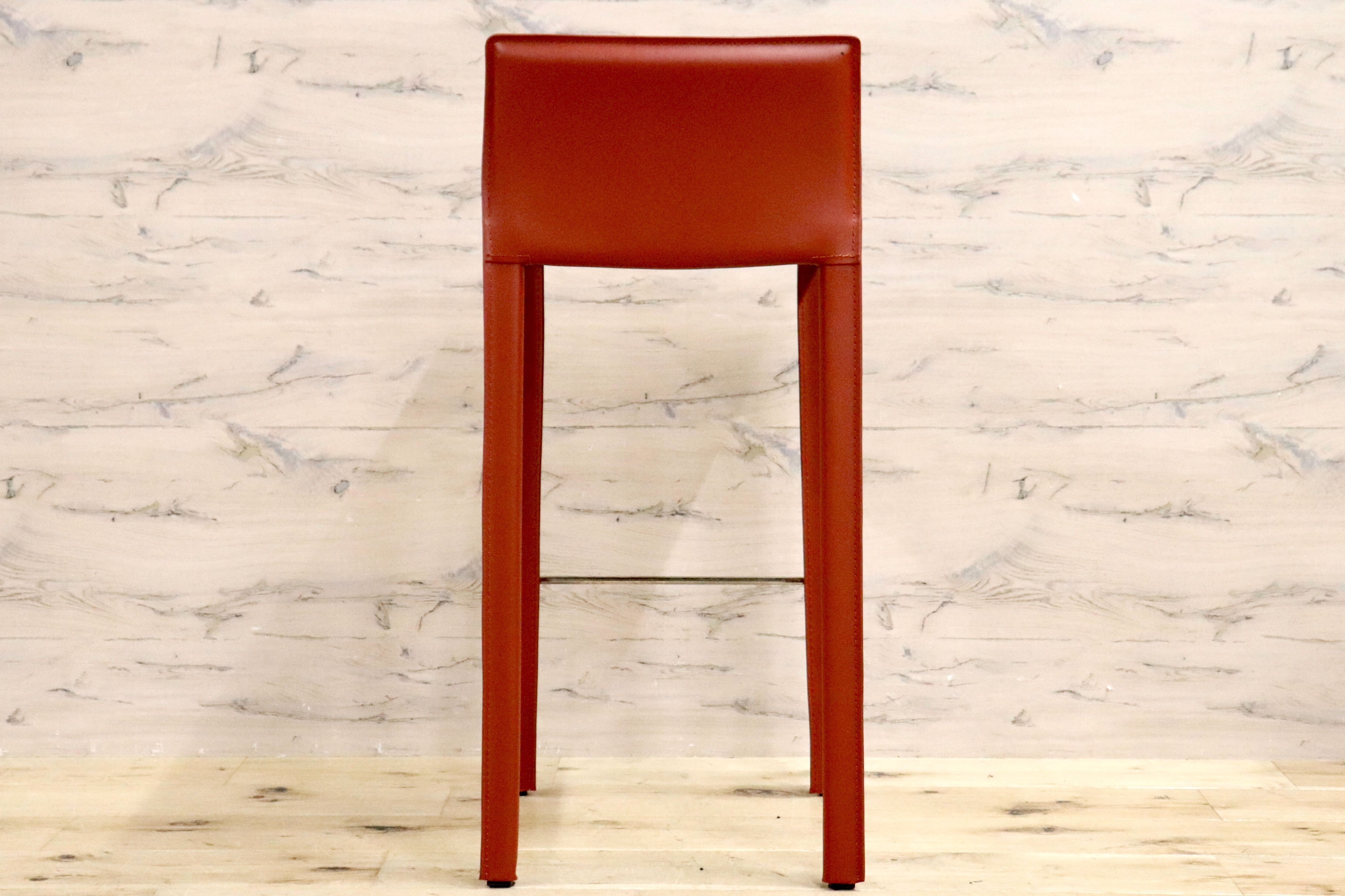 GMGN476A○アダル カウンターチェア ハイチェア バーチェア ハイスツール バースツール リサイクルレザー 赤 モダン シンプル 展示品