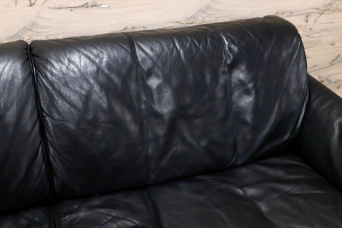 GMJK475○NATUZZI / ナツッジ LEATHER EDITIONS レザーエディションズ 3人掛けソファ 総本革 ブラック プライウッドフレーム ヴィンテージ