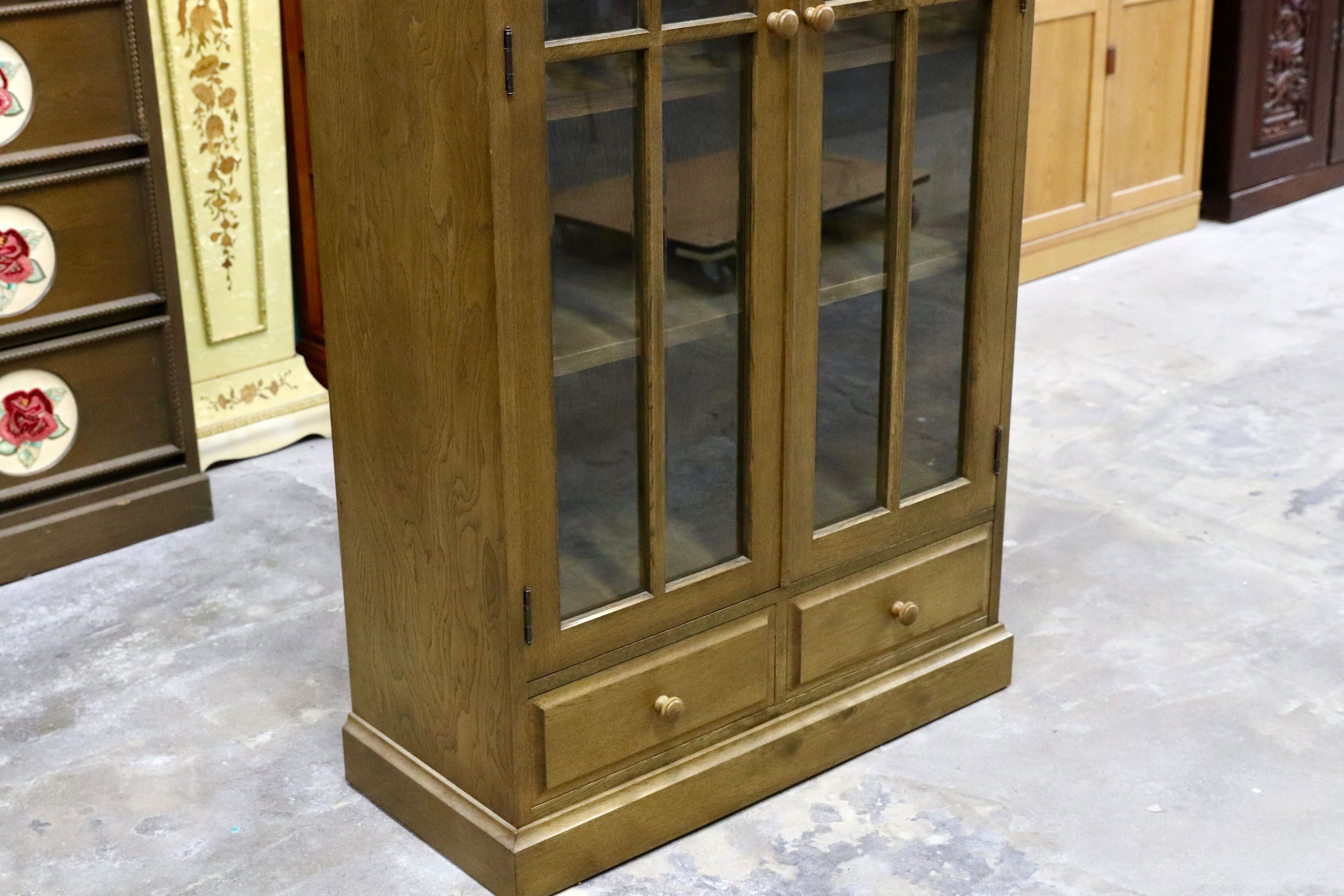 GMIS342○和光 楢材 ブックキャビネット ブックシェルフ 本棚 本箱 和家具 キャビネット 飾り棚 レトロ アンティーク調