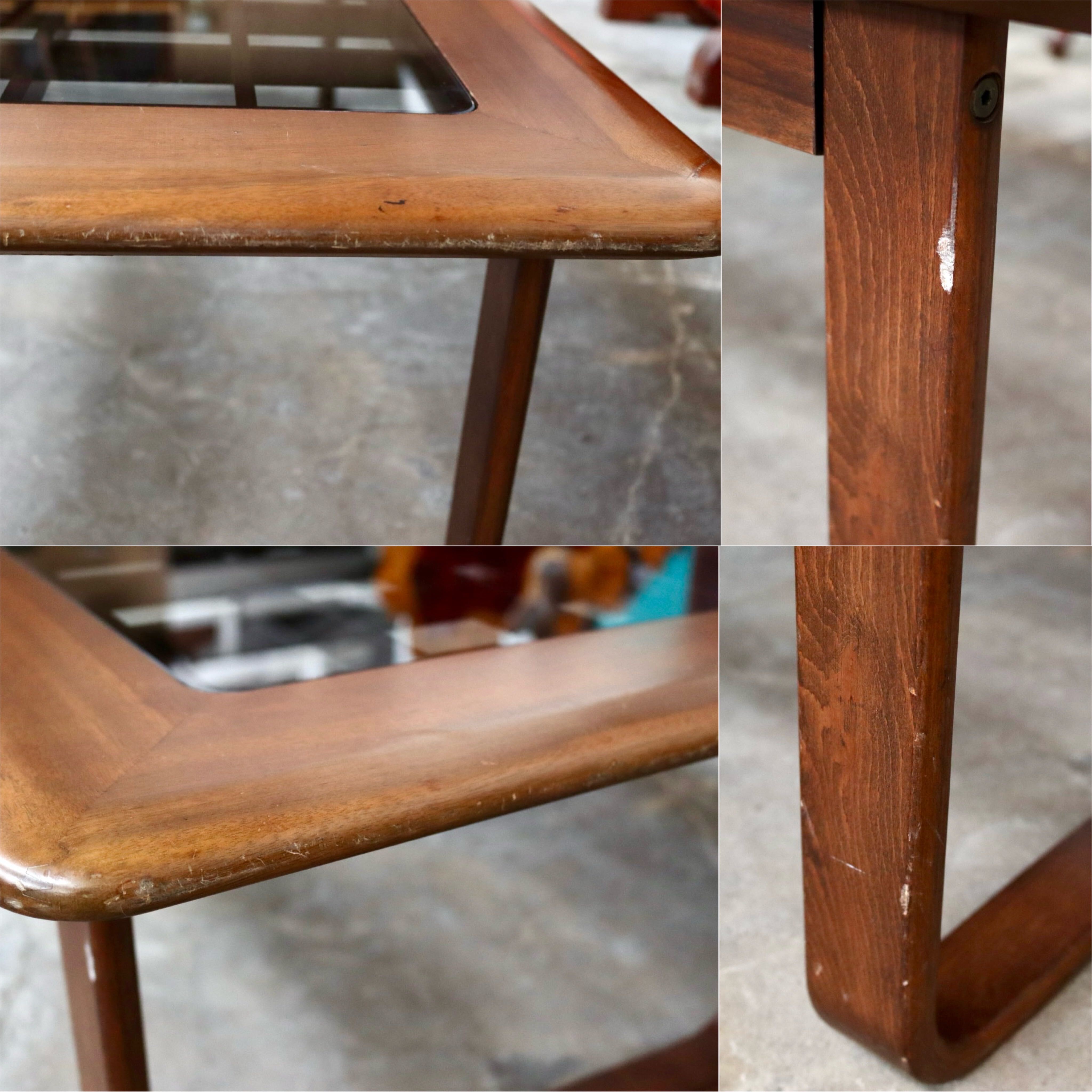 GMJK130○冨士ファニチア / FUJI FURNITURE センターテーブル ローテーブル 木製 曲木 ガラス クラシック ヴィンテージ 国産家具