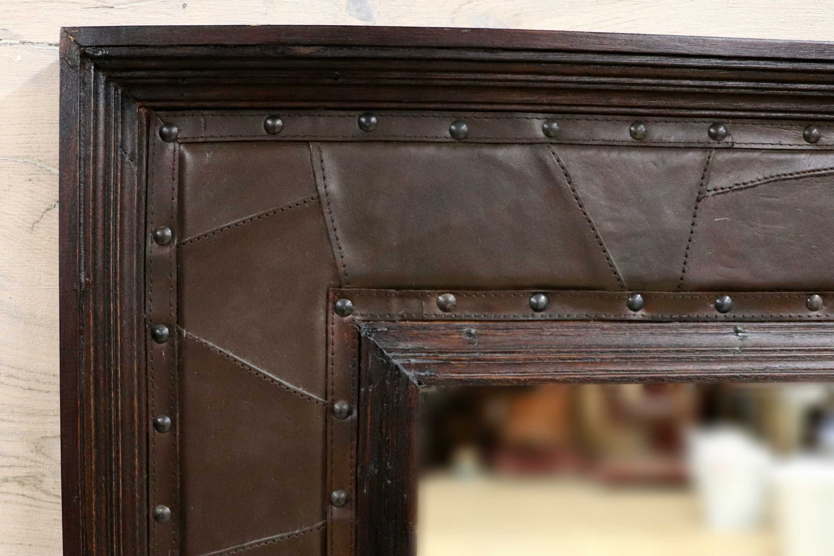 GMIK561○アンティーク 木製フレーム ヴィンテージ クラシック レトロ 全身鏡 ロングミラー 姿見 立て掛け ウッドフレーム ミラー 鏡 革