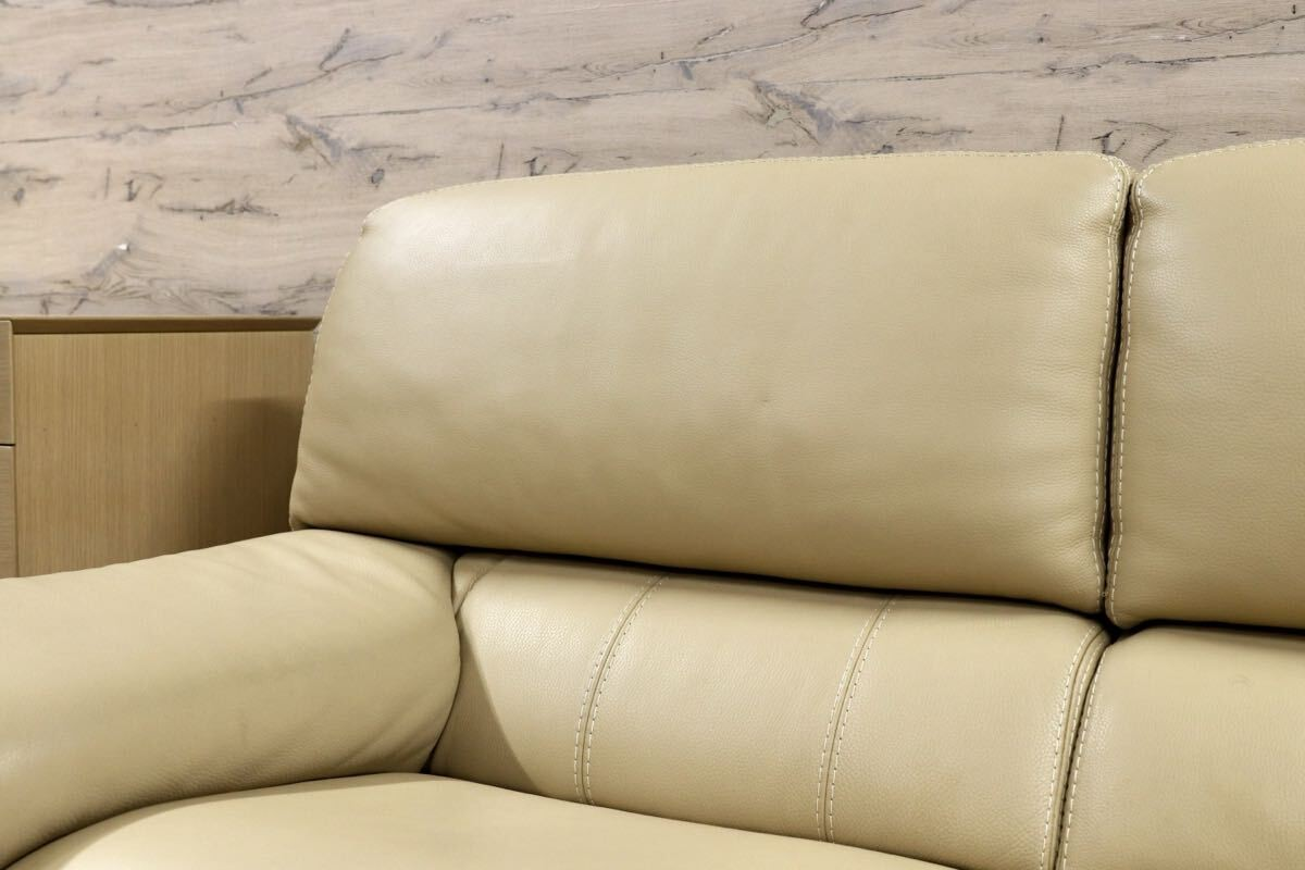 GMIH99○GAMMA ARREDAMENT / ガンマアレダメンティ 2人掛けソファ ラブソファ 本革 ベージュ ユーロカーサ取扱い イタリア 定価約70万