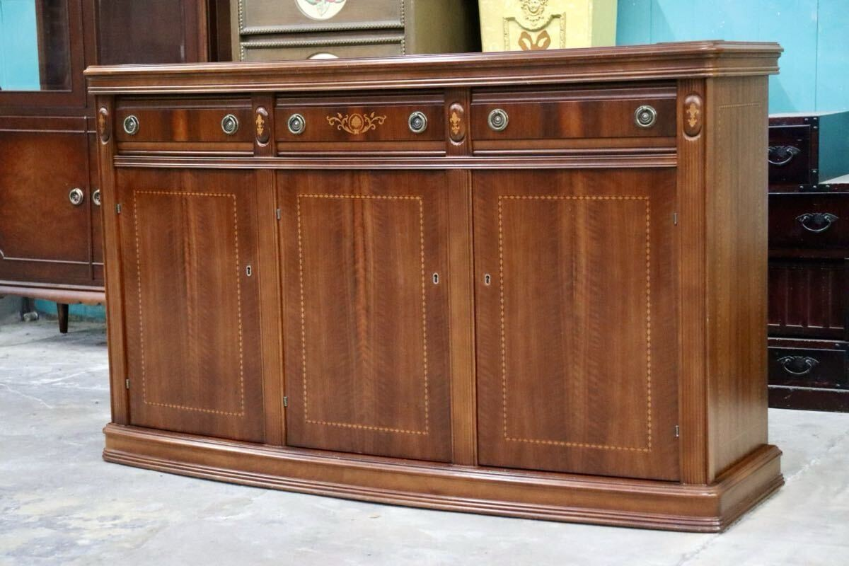 GMIH395○KOHER QC / コヘール サイドボード リビングボード キャビネット マホガニー 象嵌細工 スペイン 最高級 クラシック 飾り棚