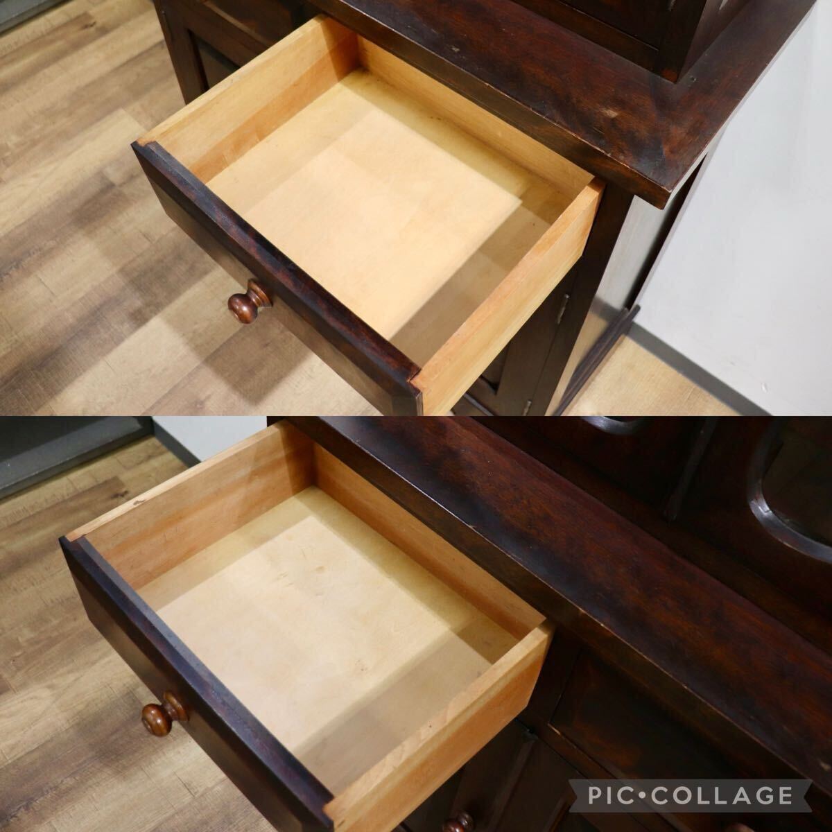 GMHH404A○松本民芸家具 58型 食器棚 カップボード 飾り棚 ミズメザクラ 無垢材 民芸家具 和家具 レトロ 和モダン 定価約55万 アンティーク