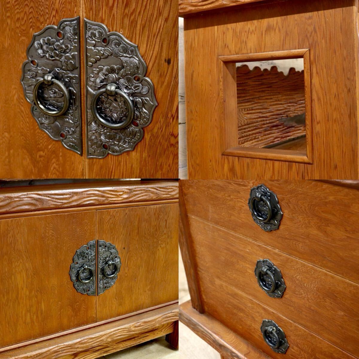 GMIH280○世界遺産屋久杉 茶棚 サイドボード リビングボード 飾り棚 キャビネット 和家具 レトロ アンティーク 座敷 和室 煎茶道具