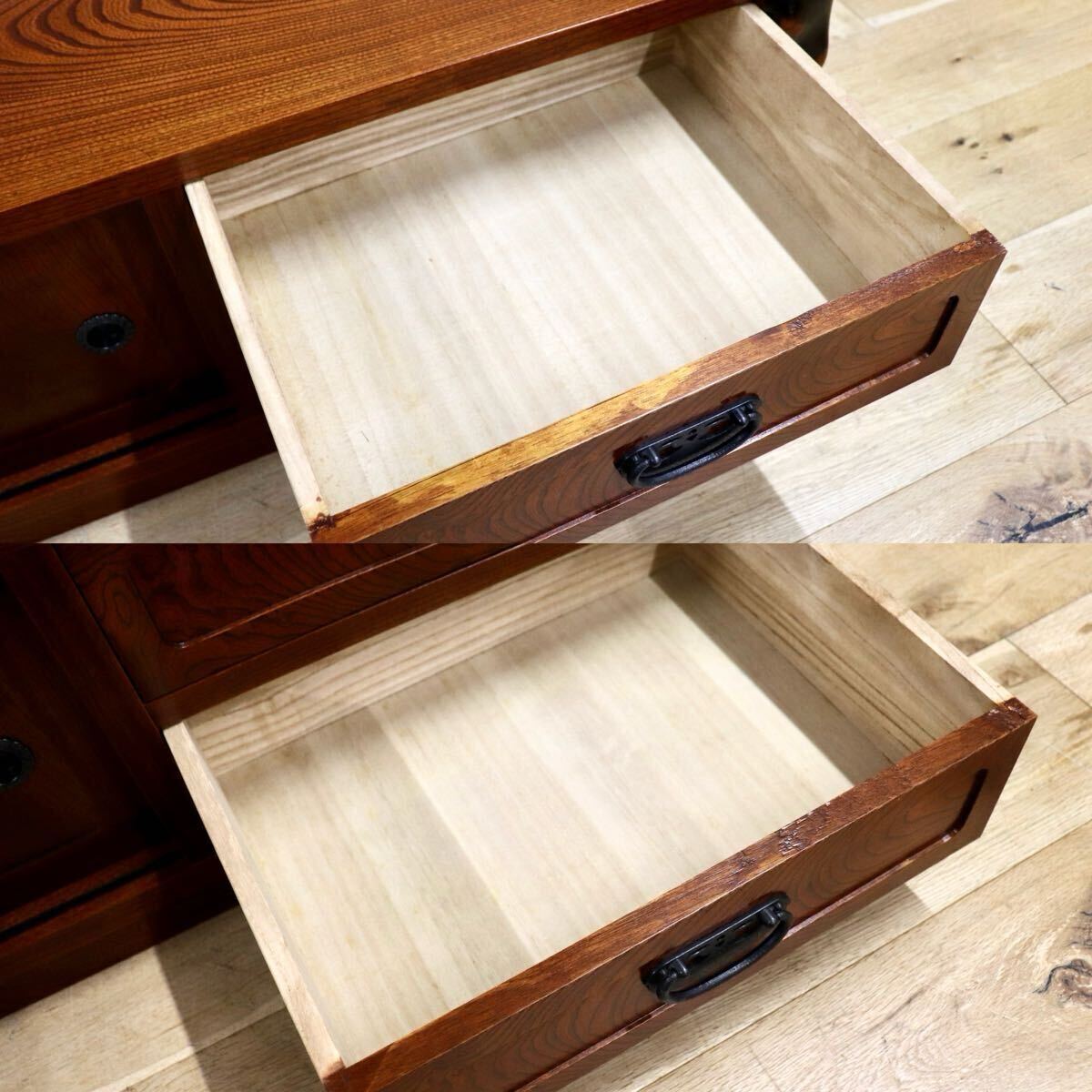 GMIH151○欅材 置き床 飾り棚 花台 ローボード 床の間 和室 茶室 和家具 伝統工芸 和モダン 茶棚 古民家