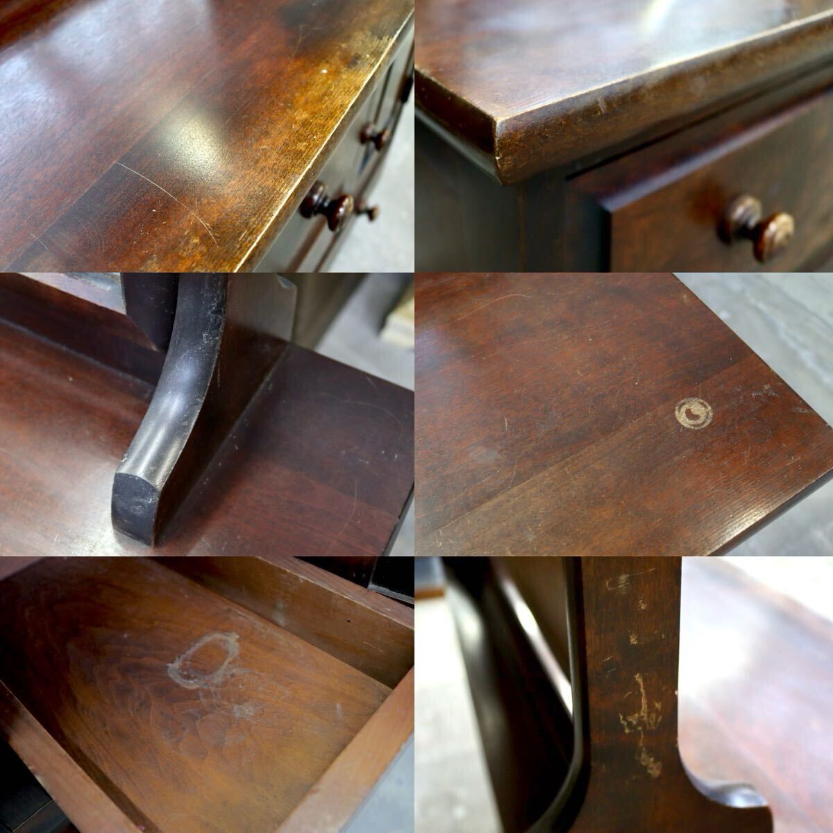 GMIH279○北海民芸家具 鏡台 化粧台 ドレッサー チェスト 整理箪笥 樺材 民藝 アンティーク 和家具 和モダン レトロ 古民家 国産家具