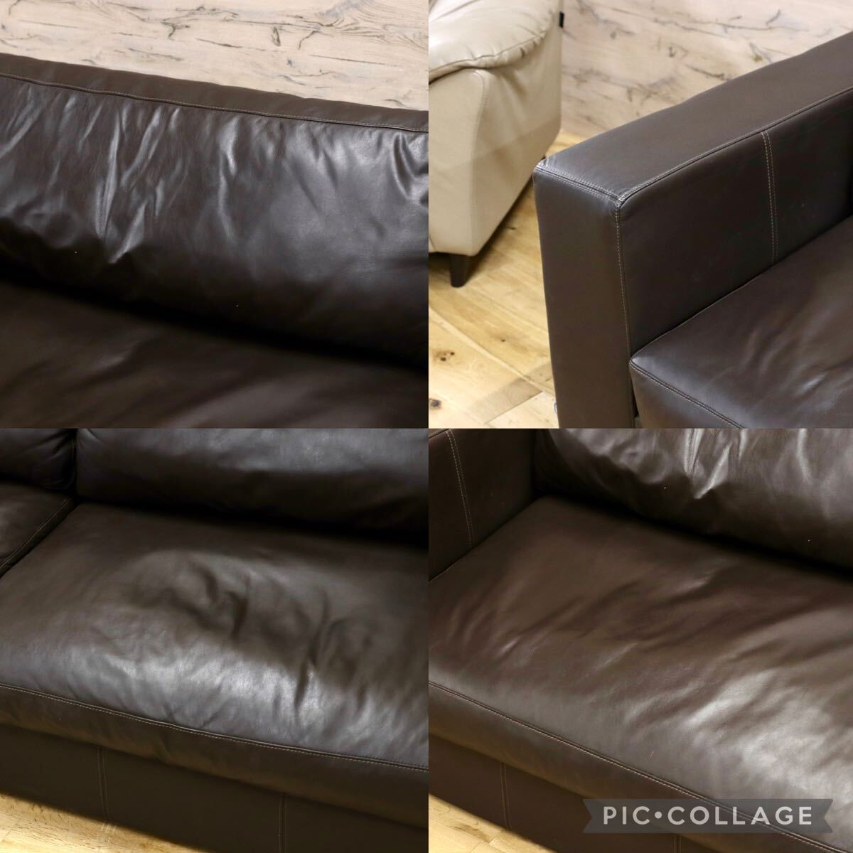 GMIH389B○BoConcept / ボーコンセプト I.D.V.2 3人掛けソファ トリプルソファ 本革 ダークブラウン 北欧 デンマーク 定価50万〜