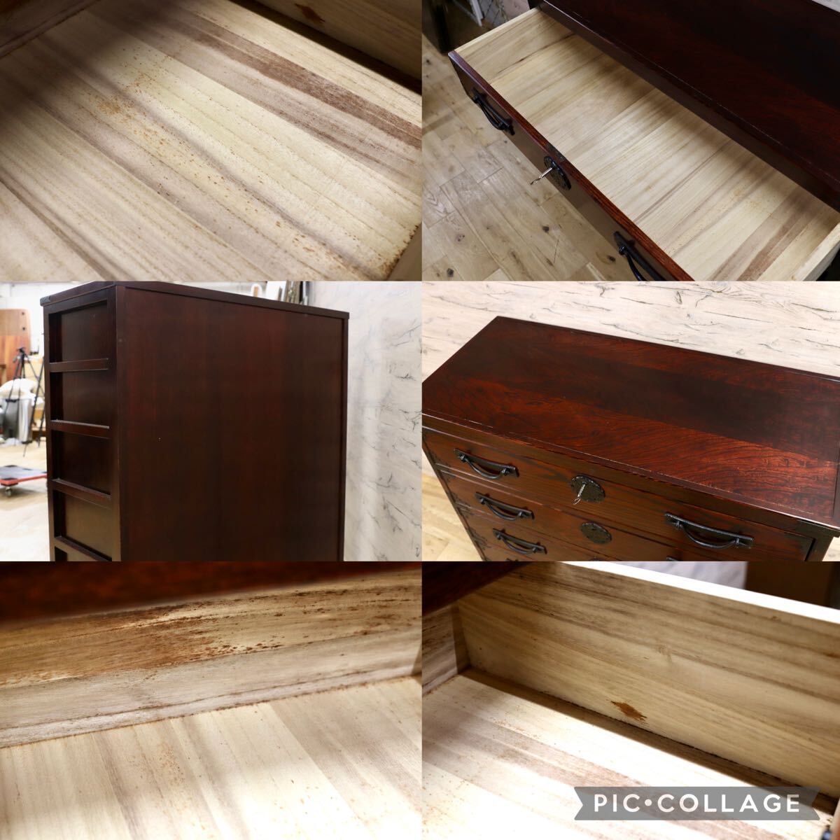GMIH557B○横田工芸 / 整理箪笥 民芸家具 チェスト 鍵付き 欅材 桐引き出し 和家具 和モダン アンティーク 最高級 特注家具 稀少