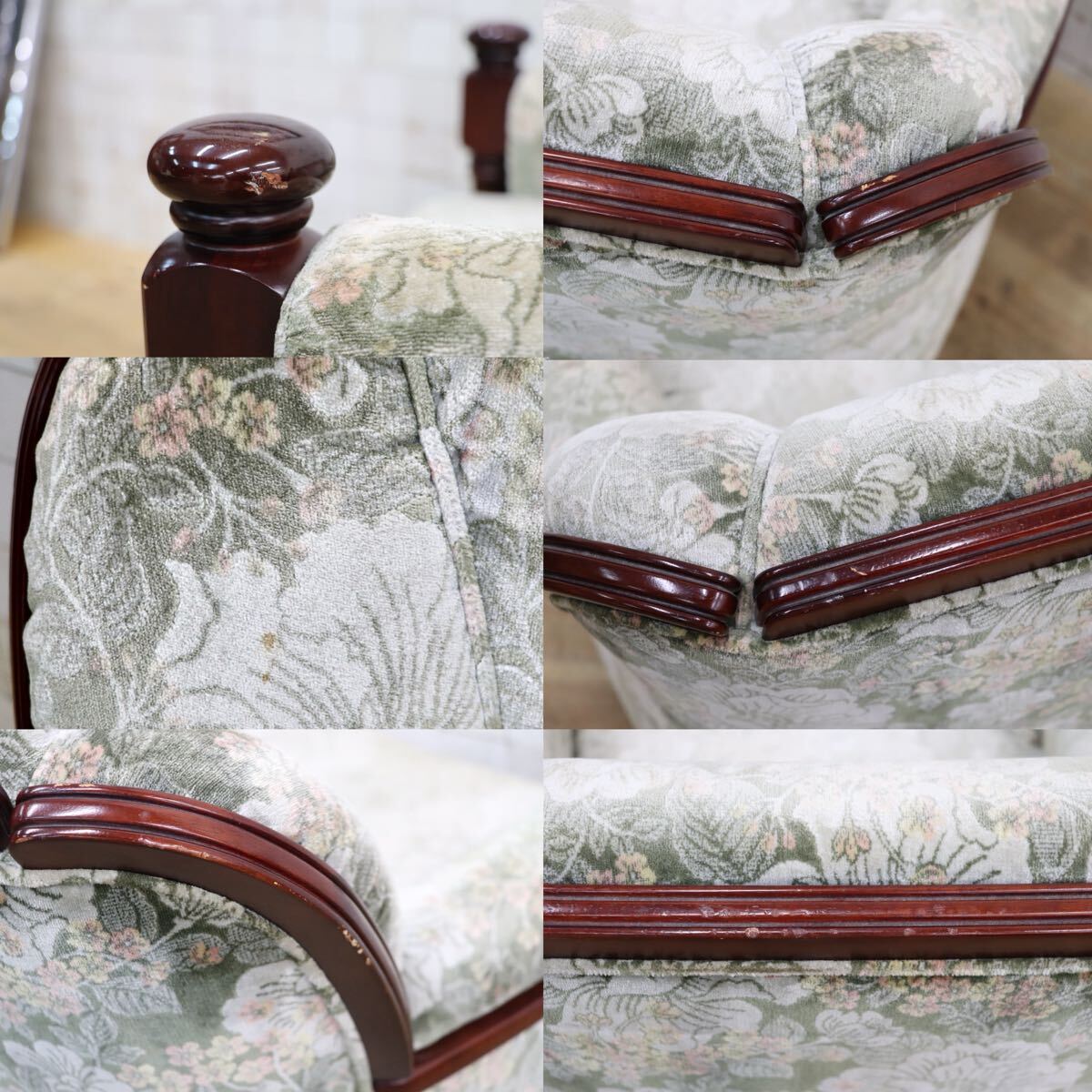 GMJS151A○karimoku /カリモク コロニアル UK2600GR シングルソファ アームチェア 花柄 ファブリック 定価約10万