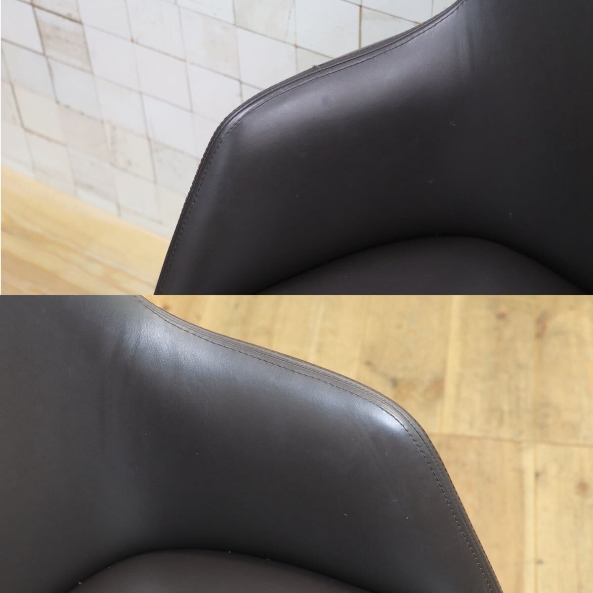 GMJK293E○Poliform / ポリフォーム ACTUS アクタス SOPHIE ソフィー アームチェア ダイニングチェア 椅子 本革 無垢材 イタリア 約35万円