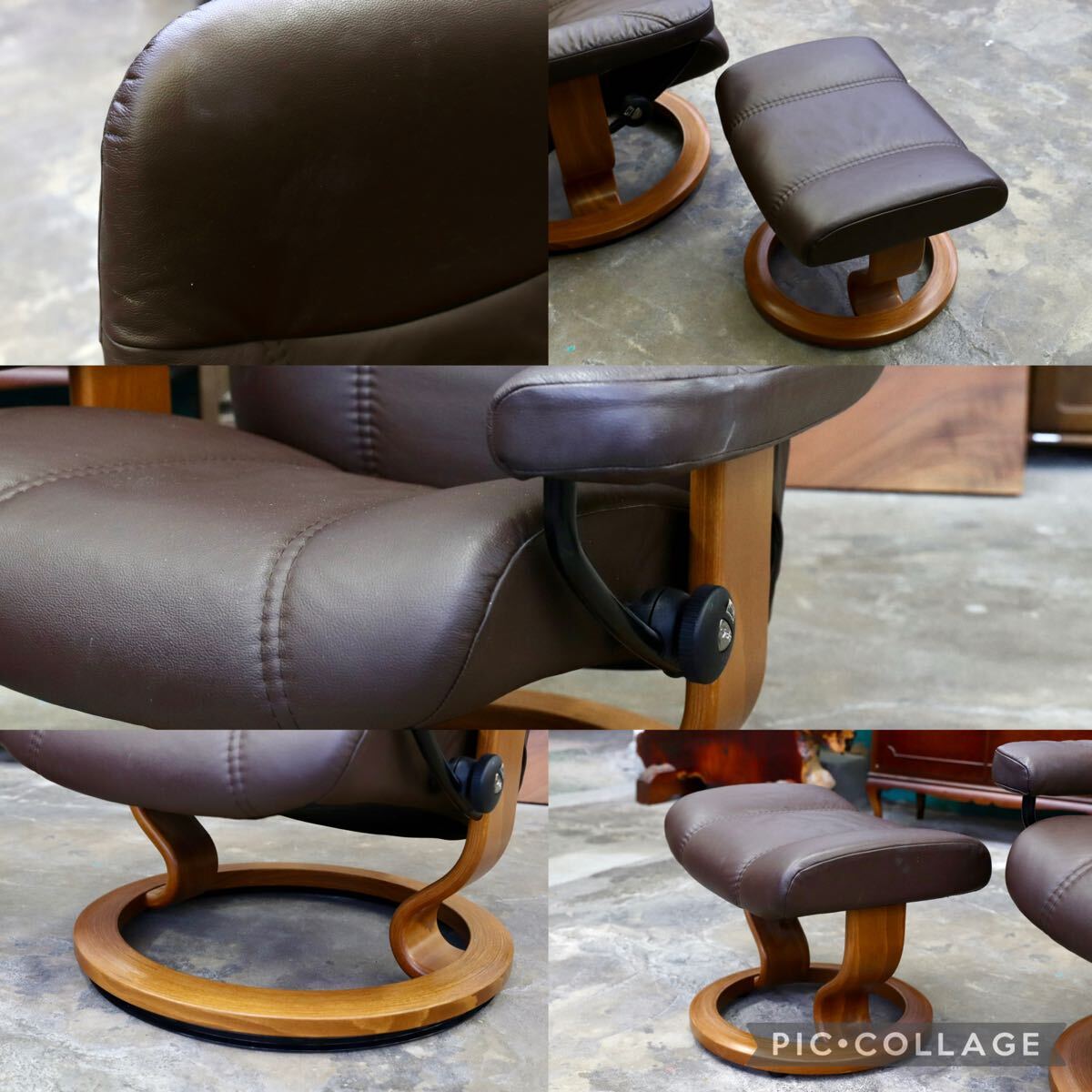 GMJS241○EKORNES / エコーネス Stressless コンサル リクライニングチェア オットマン 本革 ブラウン ノルウェー 北欧家具 約28万