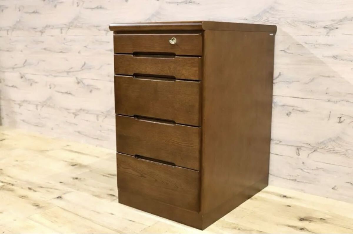 GMHN189K○karimoku / カリモク 5段チェスト 脇机 袖机 デスクワゴン オーク ブラウン 国産家具 サイドキャビネット