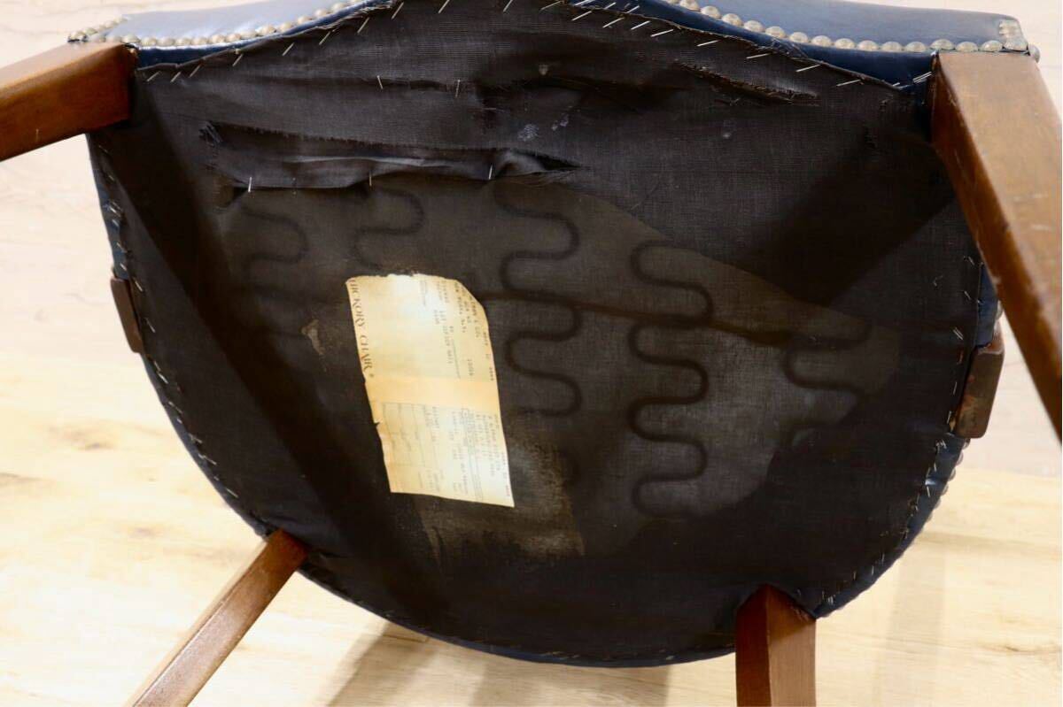 GMIK212○HICKORY CHAIR / ヒッコリーチェア ラウンジチェア 1人掛けソファ 鋲打ち 革張り ヴィンテージ アーリーアメリカン稀少