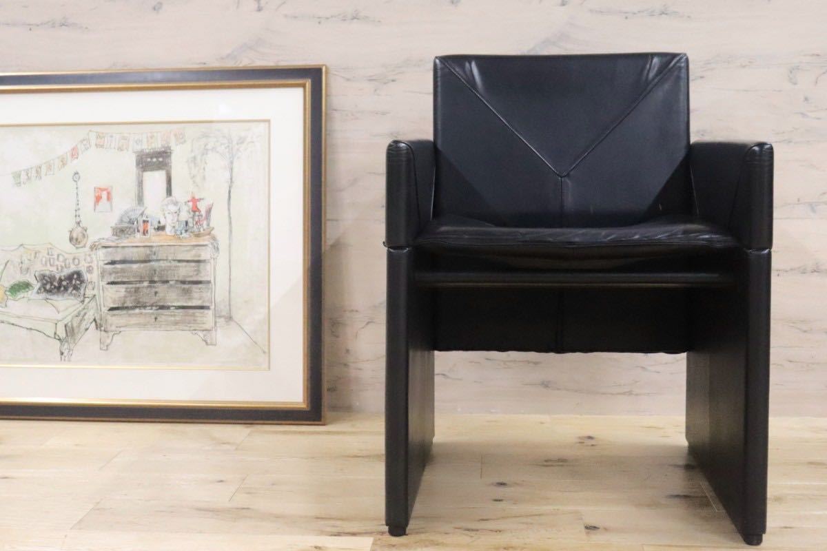GMGK341B○Artfort / アーティフォート イージーチェア 黒 本革 イタリアモダン ヴィンテージ 稀少 検）cassina マリオベリーニ ブレイク
