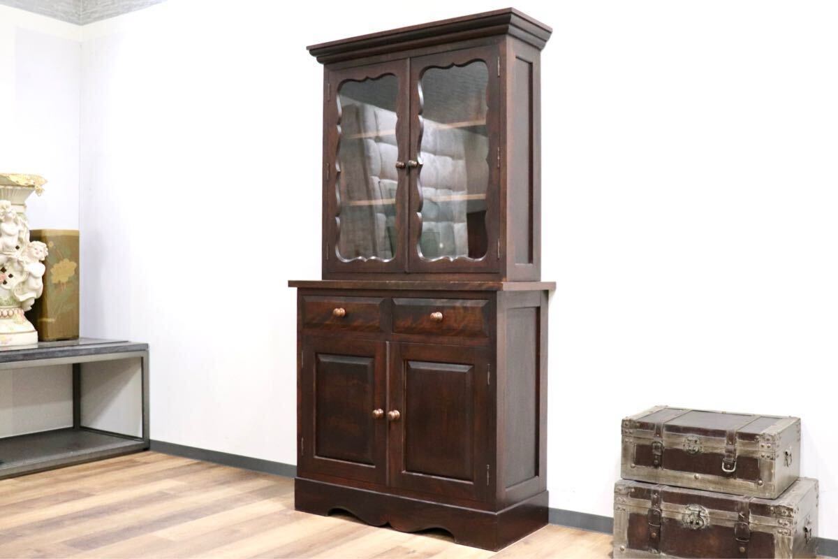 GMHH404A○松本民芸家具 58型 食器棚 カップボード 飾り棚 ミズメザクラ 無垢材 民芸家具 和家具 レトロ 和モダン 定価約55万 アンティーク