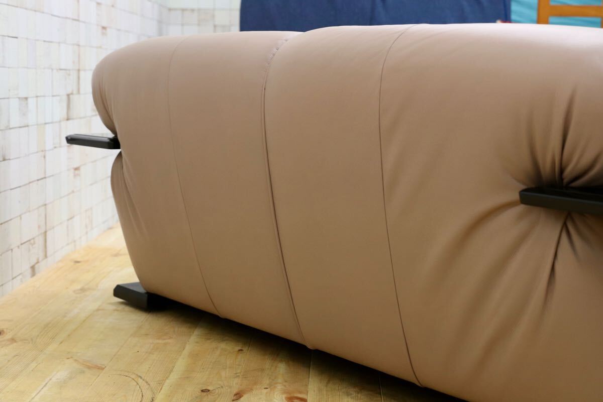 GMHK412○MORISHIGE / モリシゲ Gアーク 2人掛けソファ ラブソファ 2シーター 本革 レザー ベージュ IDC大塚家具 定価約52万