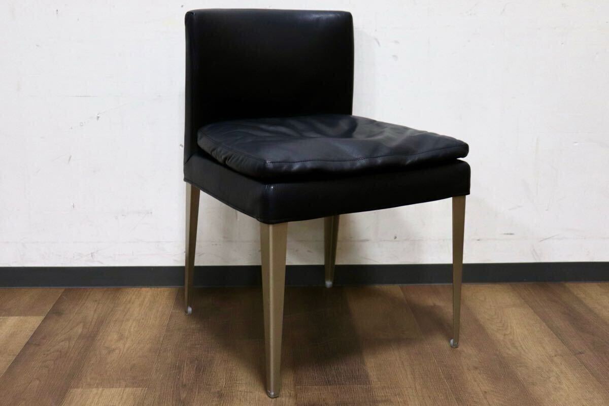 GMIK252A○B&B ITALIA MAXALTO EUNICE ダイニングチェア 椅子 レザー ブラック アントニオ・チッテリオ イタリアモダン 定価28.5万〜