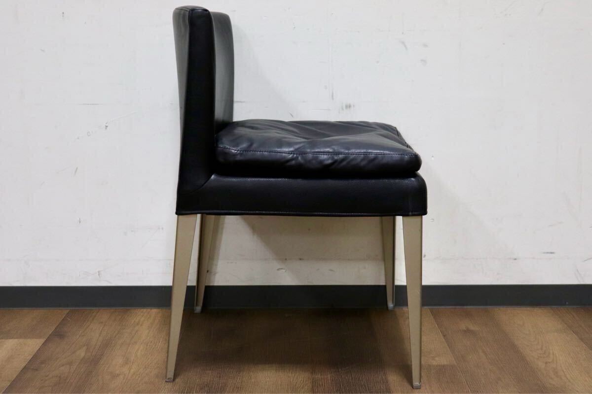 GMIK252A○B&B ITALIA MAXALTO EUNICE ダイニングチェア 椅子 レザー ブラック アントニオ・チッテリオ イタリアモダン 定価28.5万〜