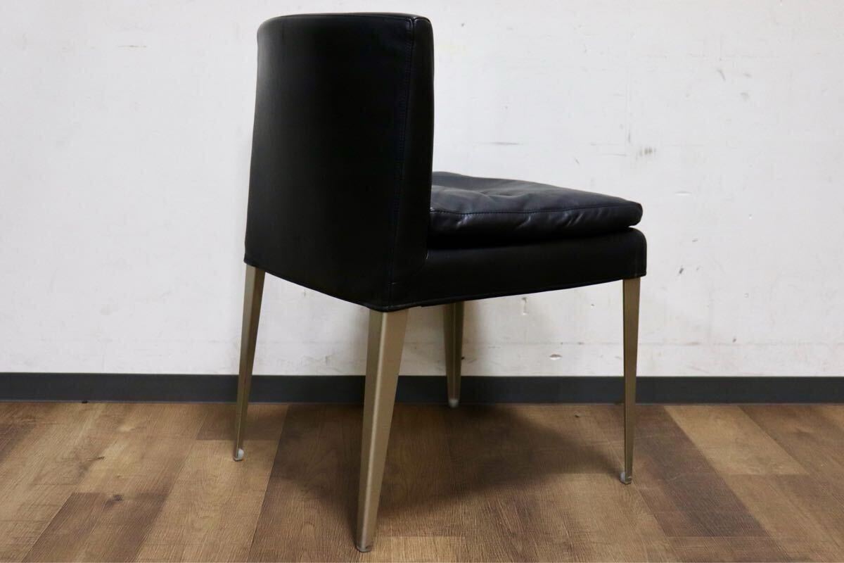 GMIK252A○B&B ITALIA MAXALTO EUNICE ダイニングチェア 椅子 レザー ブラック アントニオ・チッテリオ イタリアモダン 定価28.5万〜