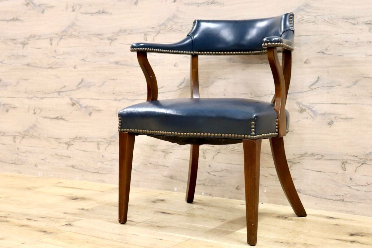 GMIK212○HICKORY CHAIR / ヒッコリーチェア ラウンジチェア 1人掛けソファ 鋲打ち 革張り ヴィンテージ アーリーアメリカン稀少