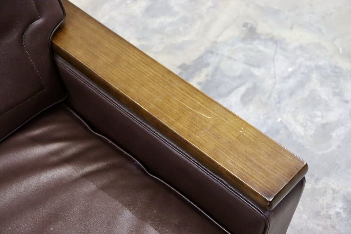 GMIH254○karimoku / カリモク US4553 3人掛けソファ トリプルソファ 長椅子 合皮 ブラウン 応接 国産家具