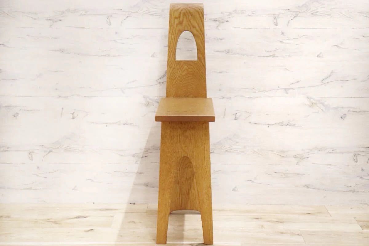 GMFK413○工房家具 椅子 花台 飾り台 腰掛け 楢材 無垢材 木製 飾り台 オブジェ 展示品
