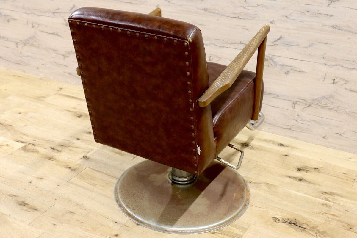 GMIH290○mateli / マテリ スタイリングチェア サロンチェア 美容室 椅子 鋲打ち 合皮 レザー ブラウン ヴィンテージ 希少
