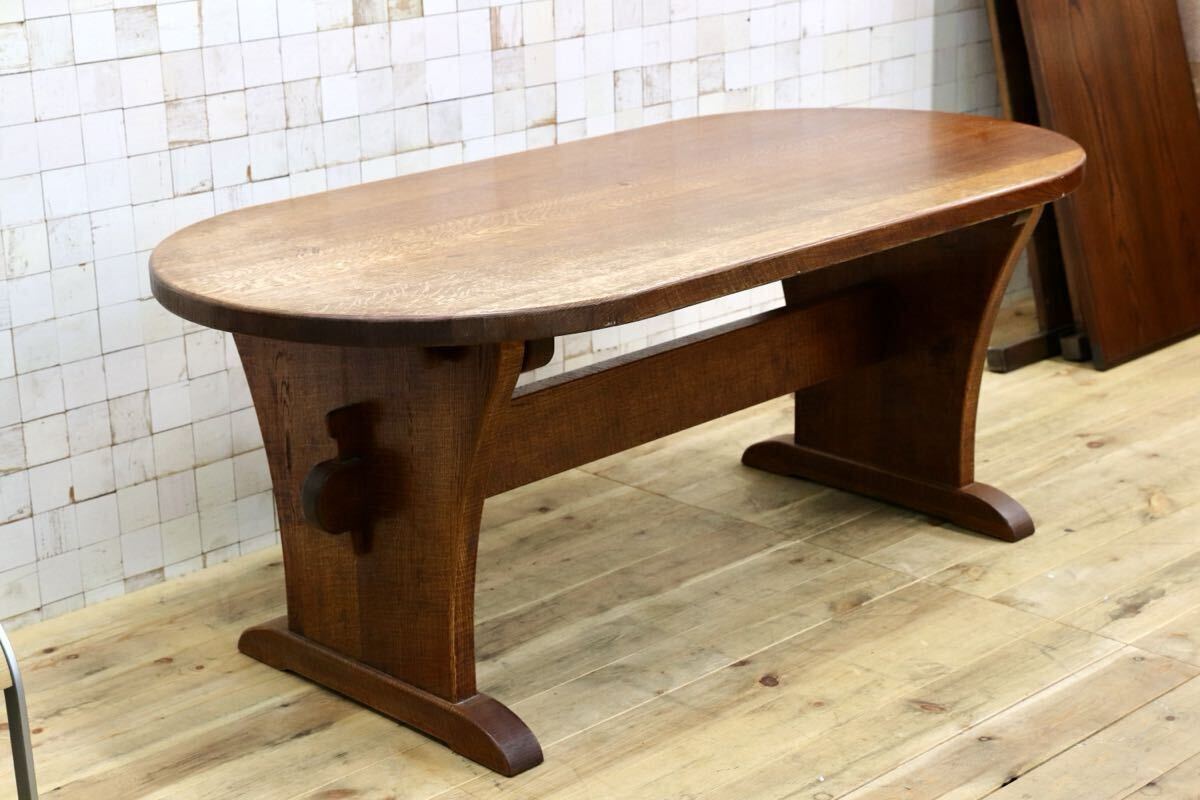 GMIO253○矢澤金太郎 ダイニングテーブル 食卓テーブル 指物工房 無垢材 槍鉋 ヴィンテージ 高級家具 稀少