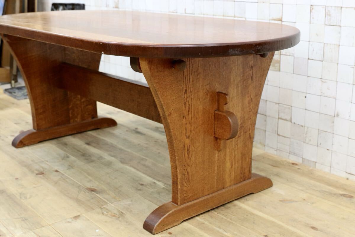 GMIO253○矢澤金太郎 ダイニングテーブル 食卓テーブル 指物工房 無垢材 槍鉋 ヴィンテージ 高級家具 稀少