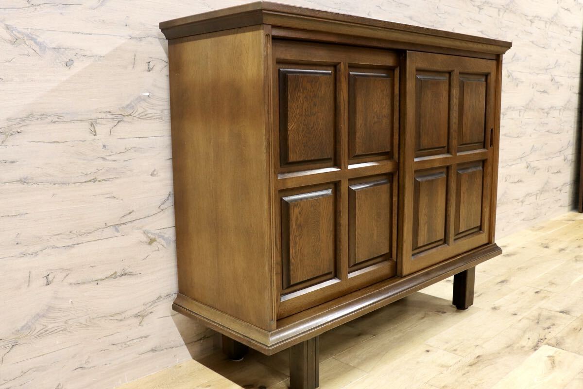 GMIH129○Karimoku / カリモク 下駄箱 シューズボックス 玄関収納 靴箱 キャビネット サイドボード ナラ材 脚付き