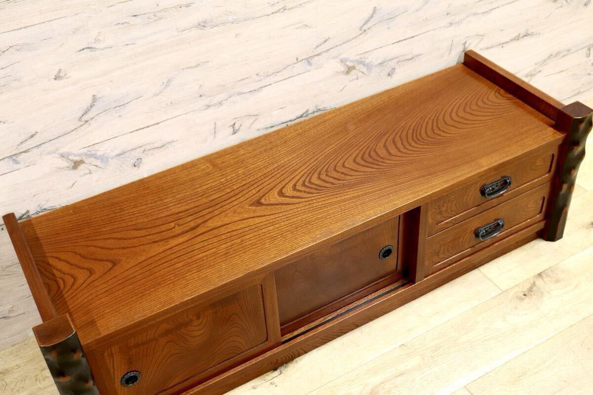 GMIH151○欅材 置き床 飾り棚 花台 ローボード 床の間 和室 茶室 和家具 伝統工芸 和モダン 茶棚 古民家