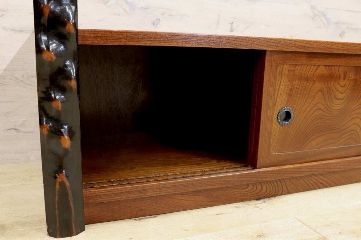 GMIH151○欅材 置き床 飾り棚 花台 ローボード 床の間 和室 茶室 和家具 伝統工芸 和モダン 茶棚 古民家