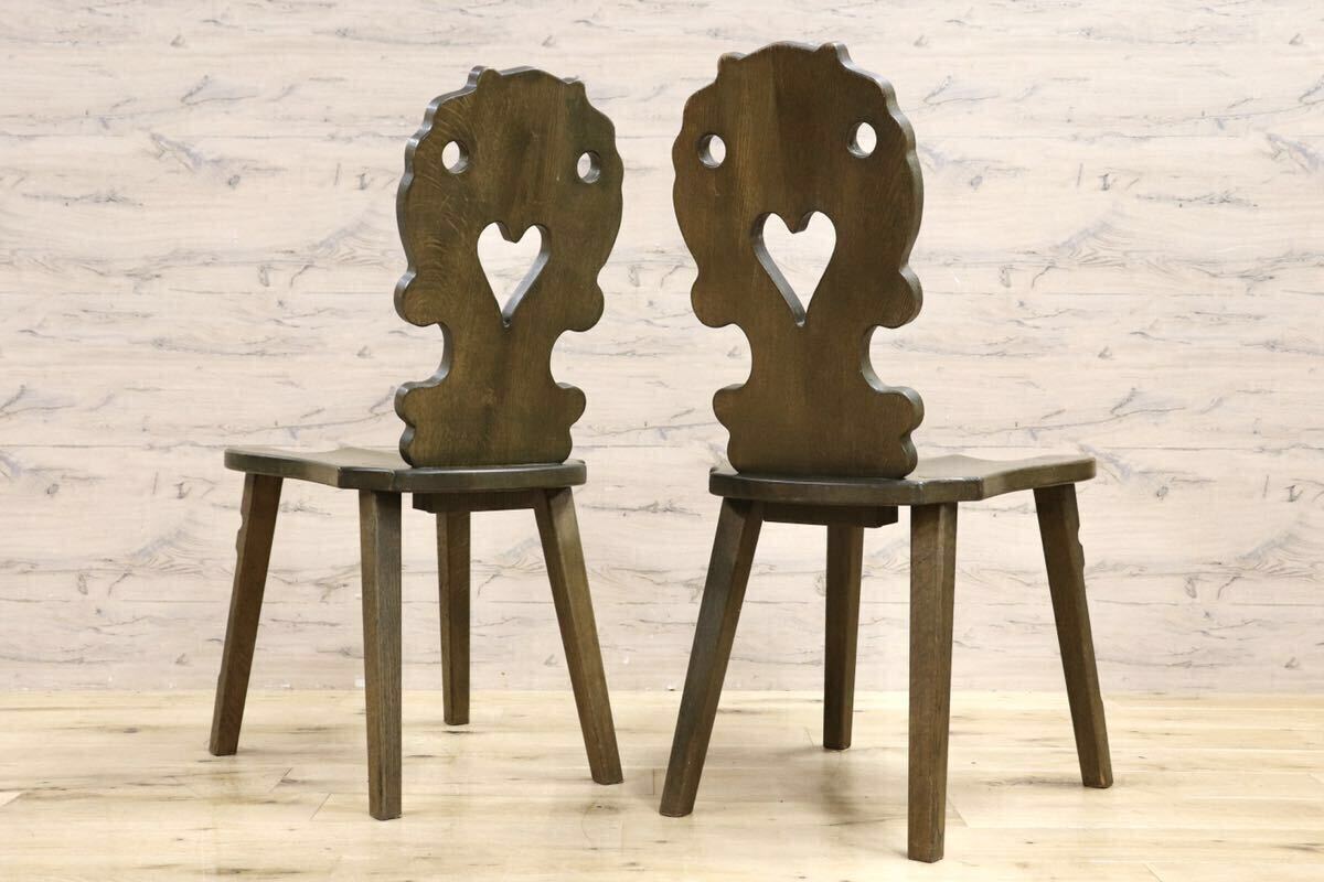 GMIK619A○ハート ダイニングチェア 2脚セット アームレスチェア 椅子 カントリー ヴィンテージ アンティーク デザイン 木製家具