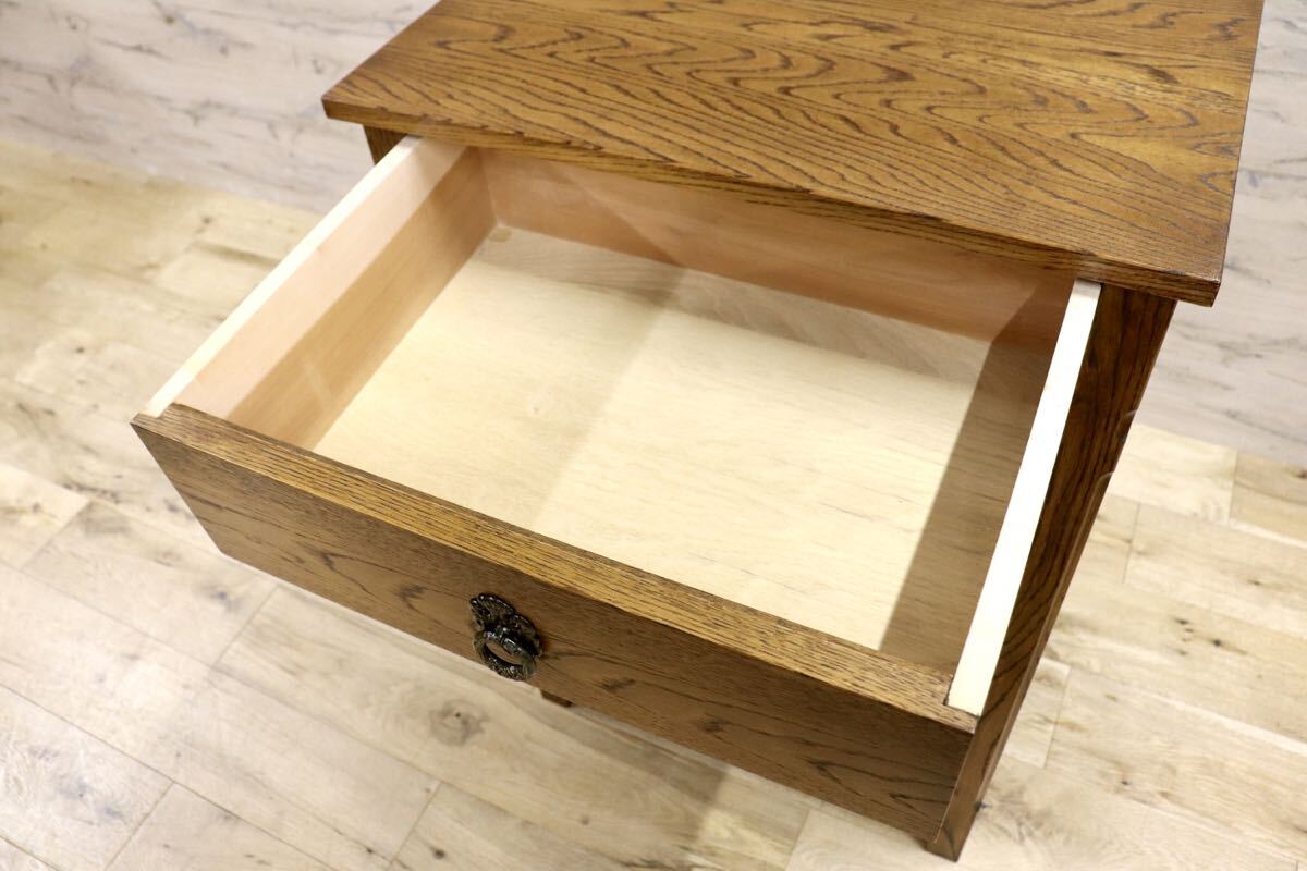 GMIK667○神戸家具 洋家具 サイドテーブル ナイトテーブル 引き出し収納 オープンラック 飾り棚 アンティーク調 クラシック 無垢材