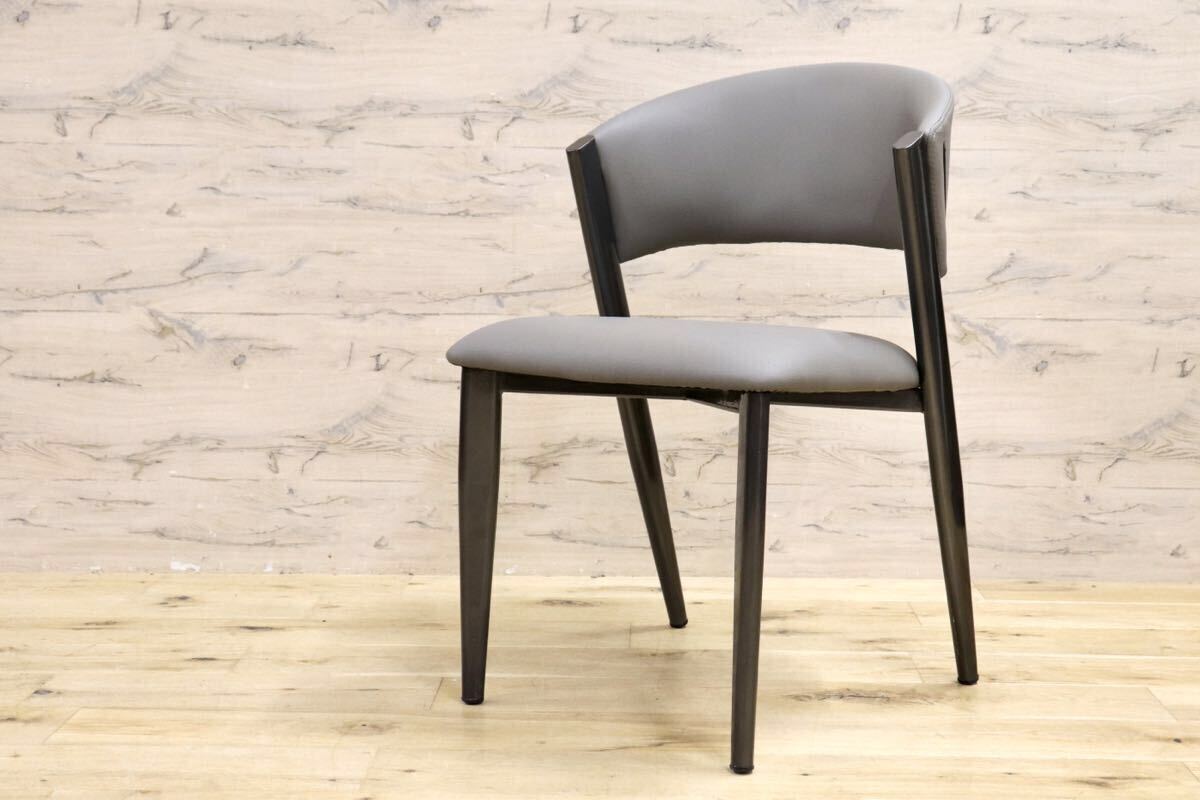 GMIS334E○モダン ダイニングチェア アームレスチェア 椅子 食卓椅子 レザー グレー シンプル スタイリッシュ インテリア 展示品